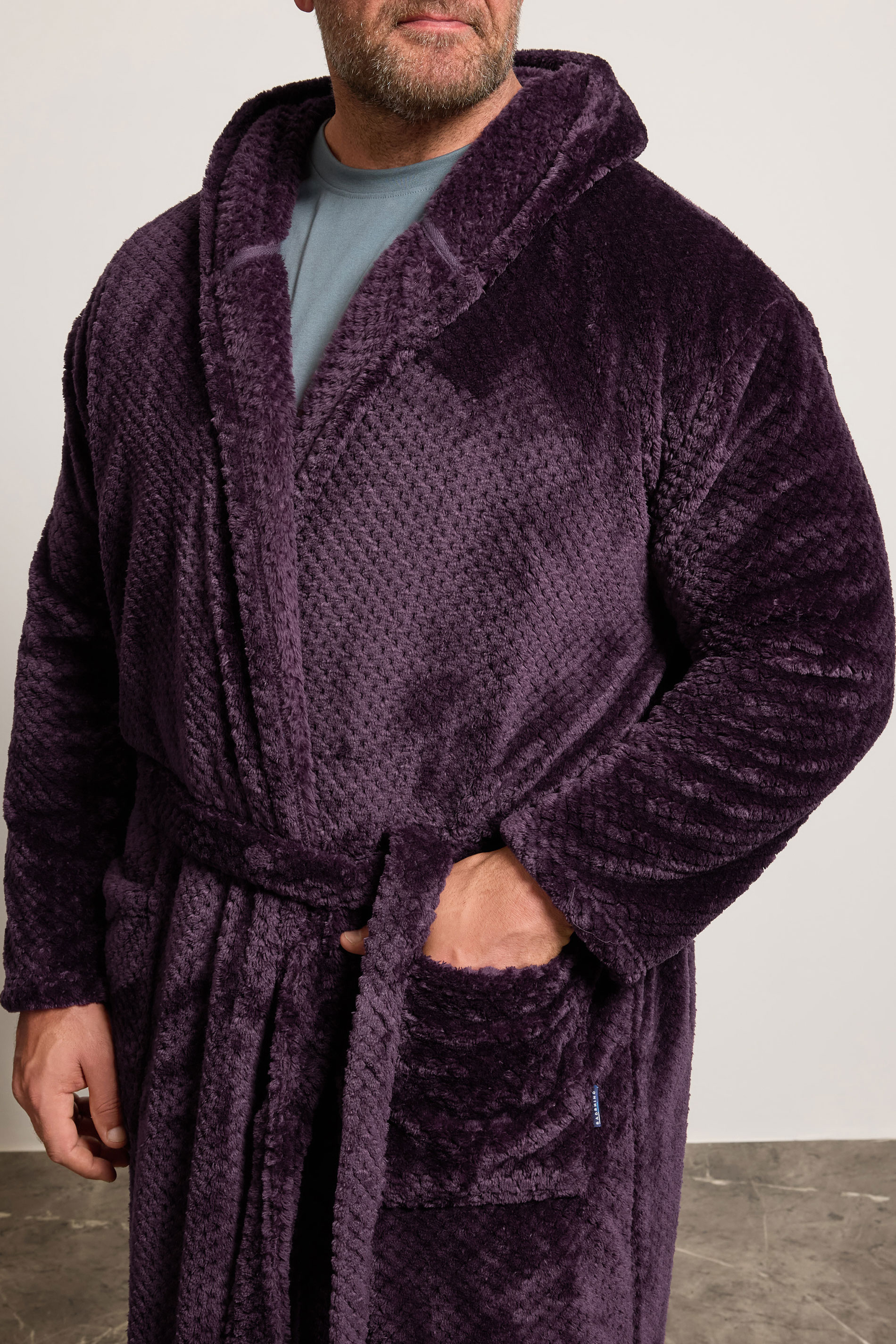 BadRhino Big & Tall Purple Textured Dressing Gown | BadRhino 3