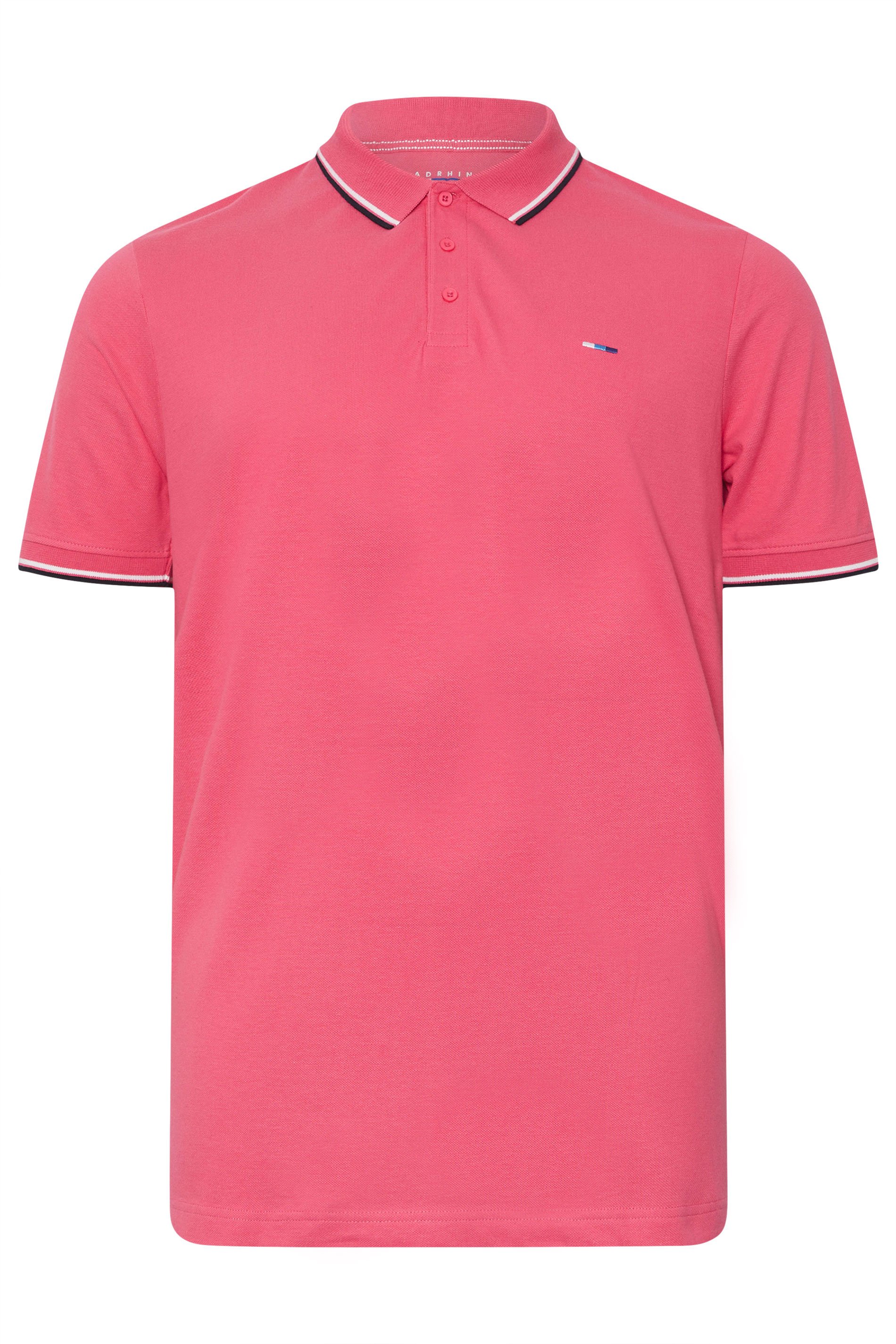 BadRhino Big & Tall Pink Tipped Polo Shirt  6