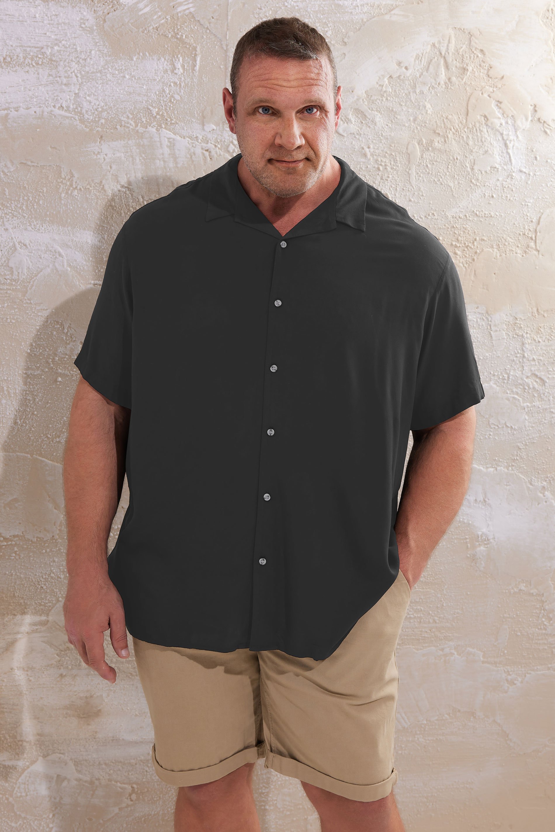 JACK & JONES Big & Tall Black Resort Shirt | BadRhino 1