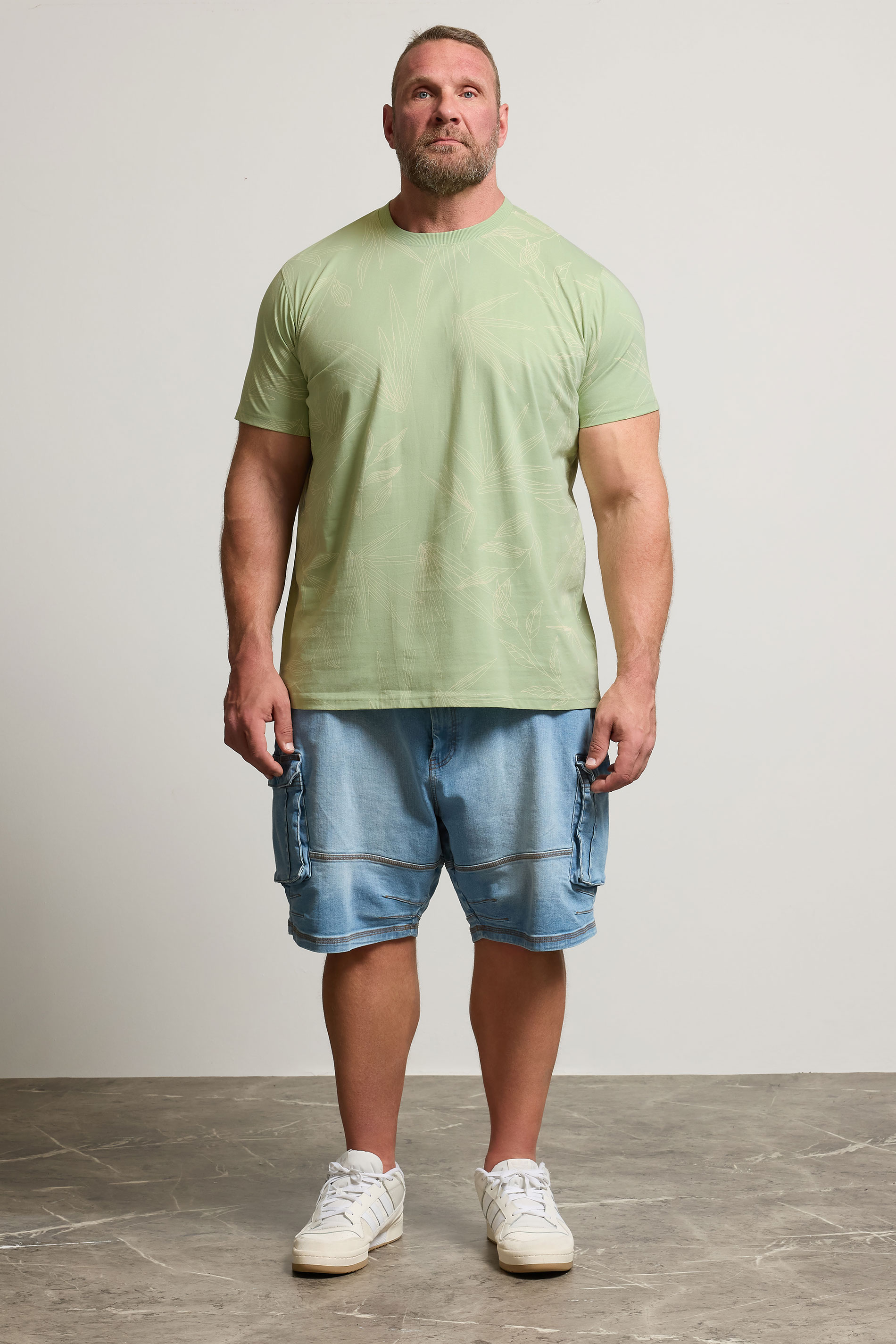 BadRhino Big & Tall Sage Green Leaf Printed T-Shirt | BadRhino 3