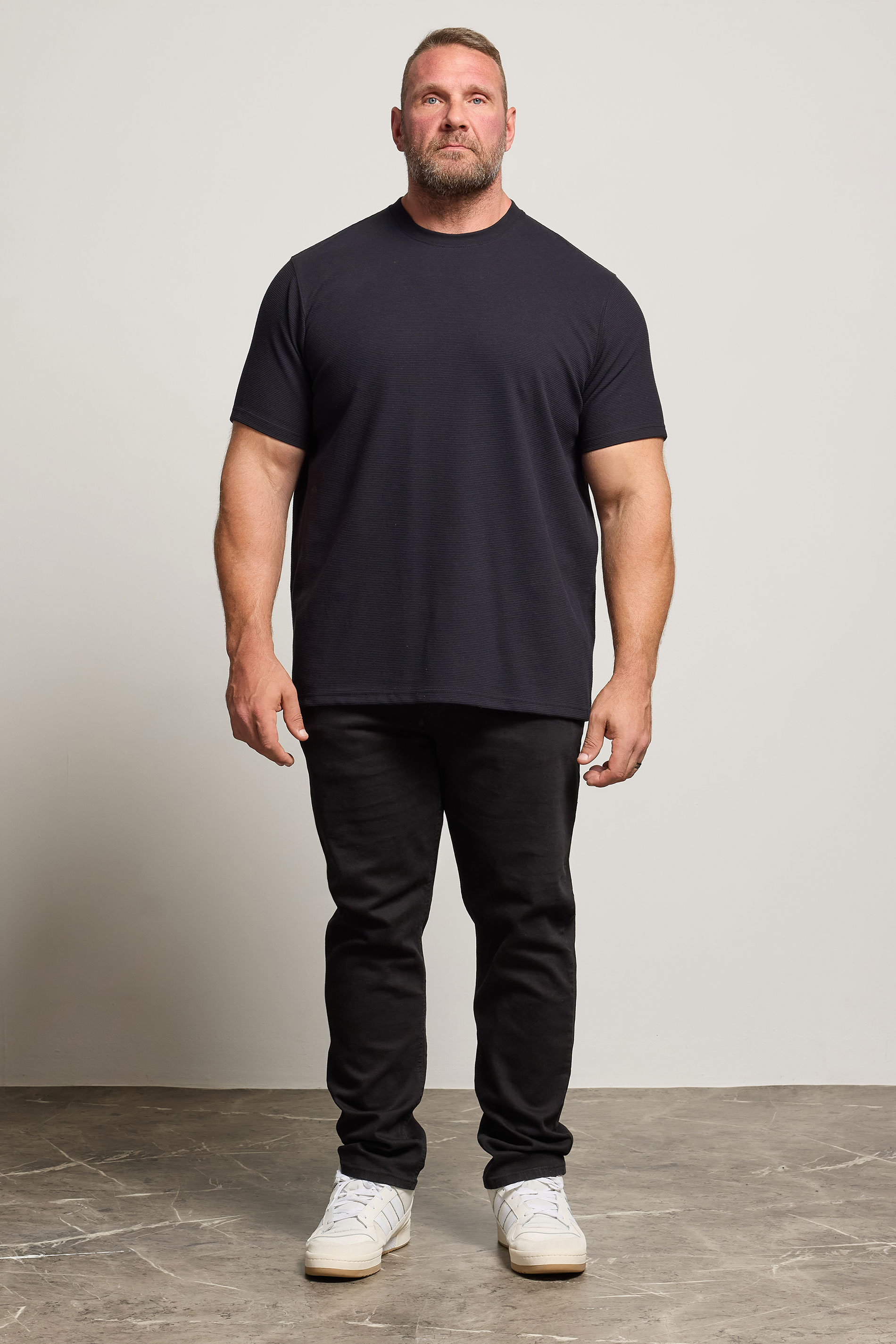 BadRhino Big & Tall Navy Blue Ottoman Textured T-Shirt | BadRhino 2
