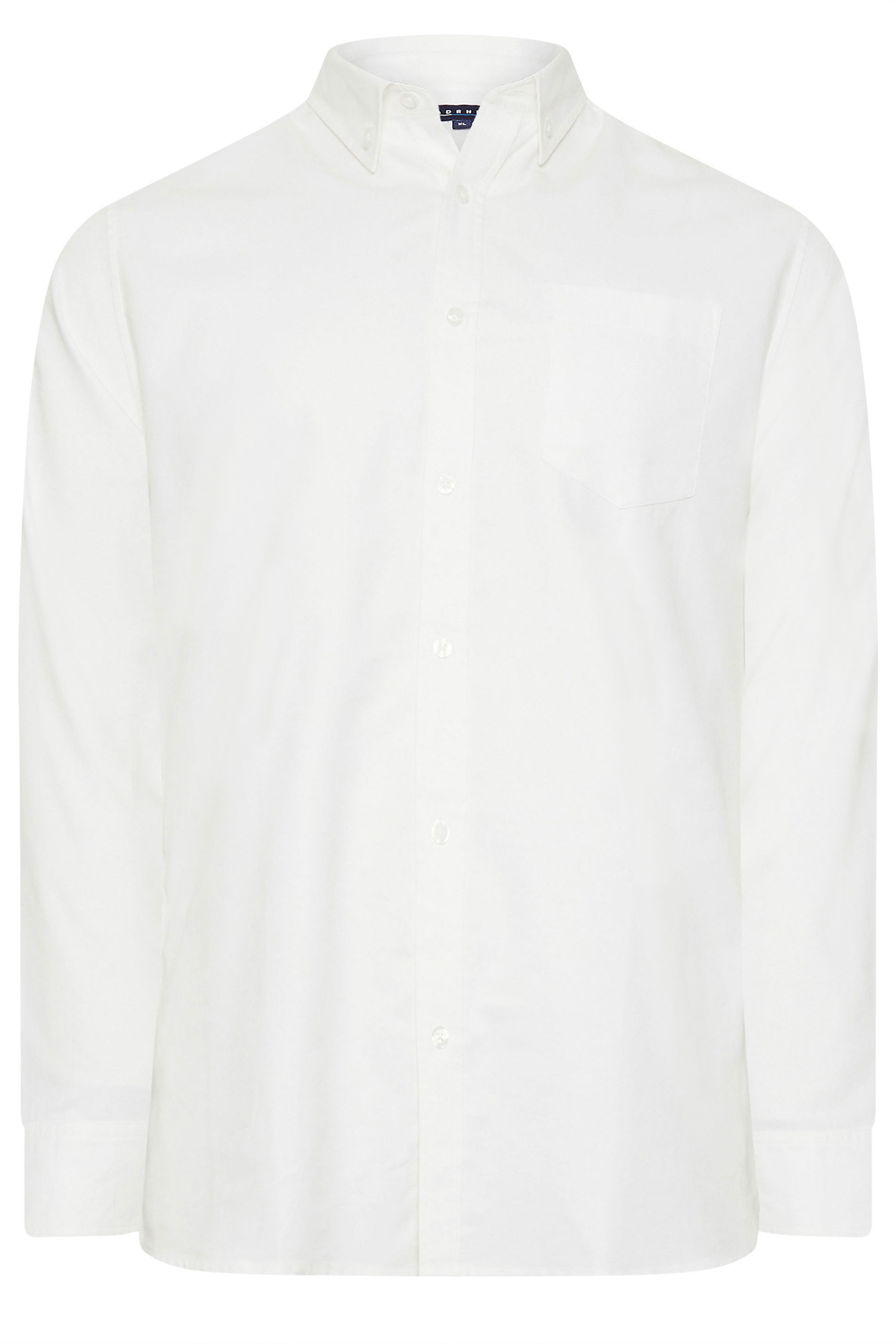 BadRhino Big & Tall Premium White Long Sleeve Oxford Cotton Shirt | BadRhino 4