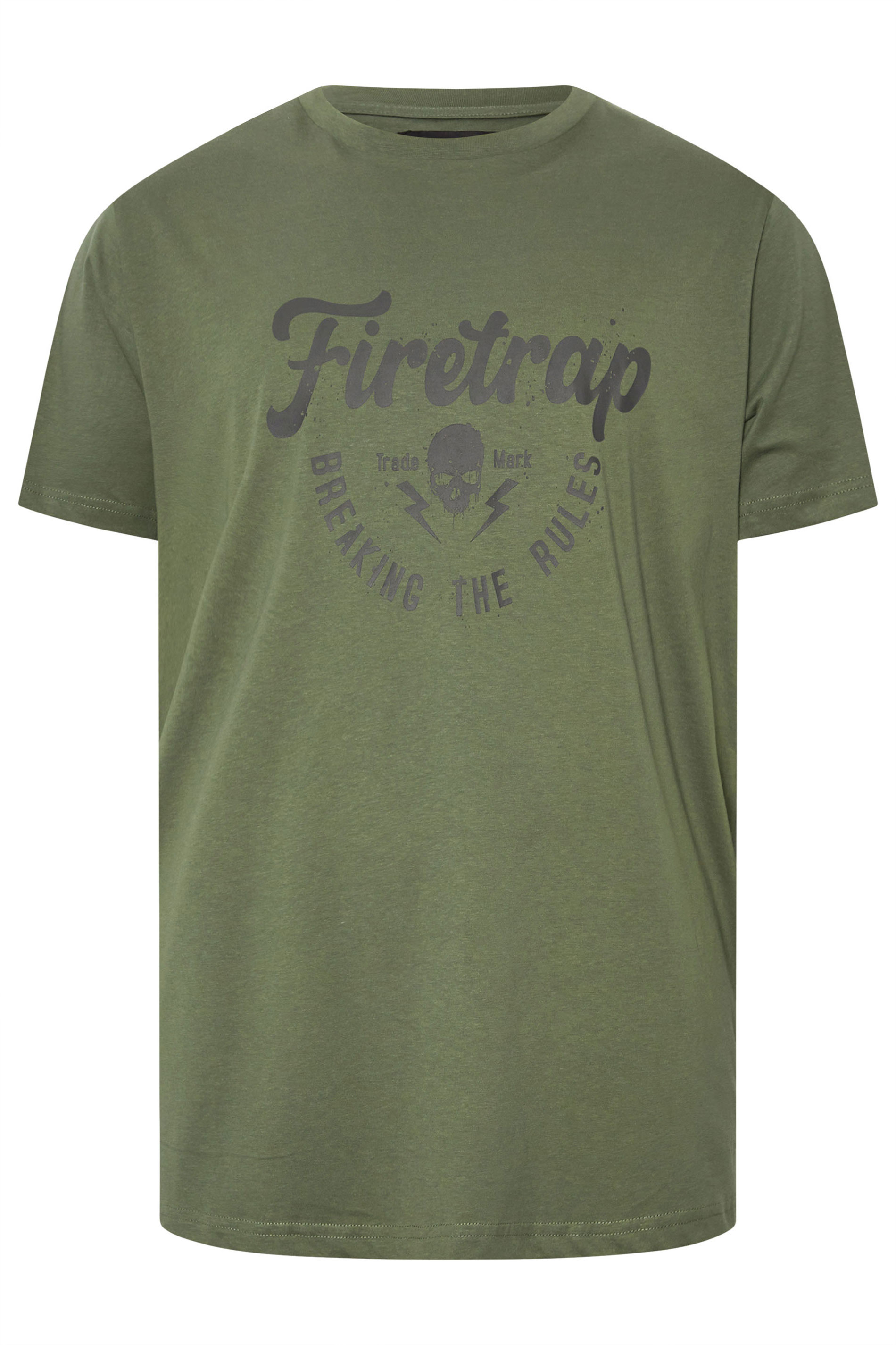 FIRETRAP Big & Tall Khaki Green 'Breaking The Rules' Print T-Shirt | BadRhino 4