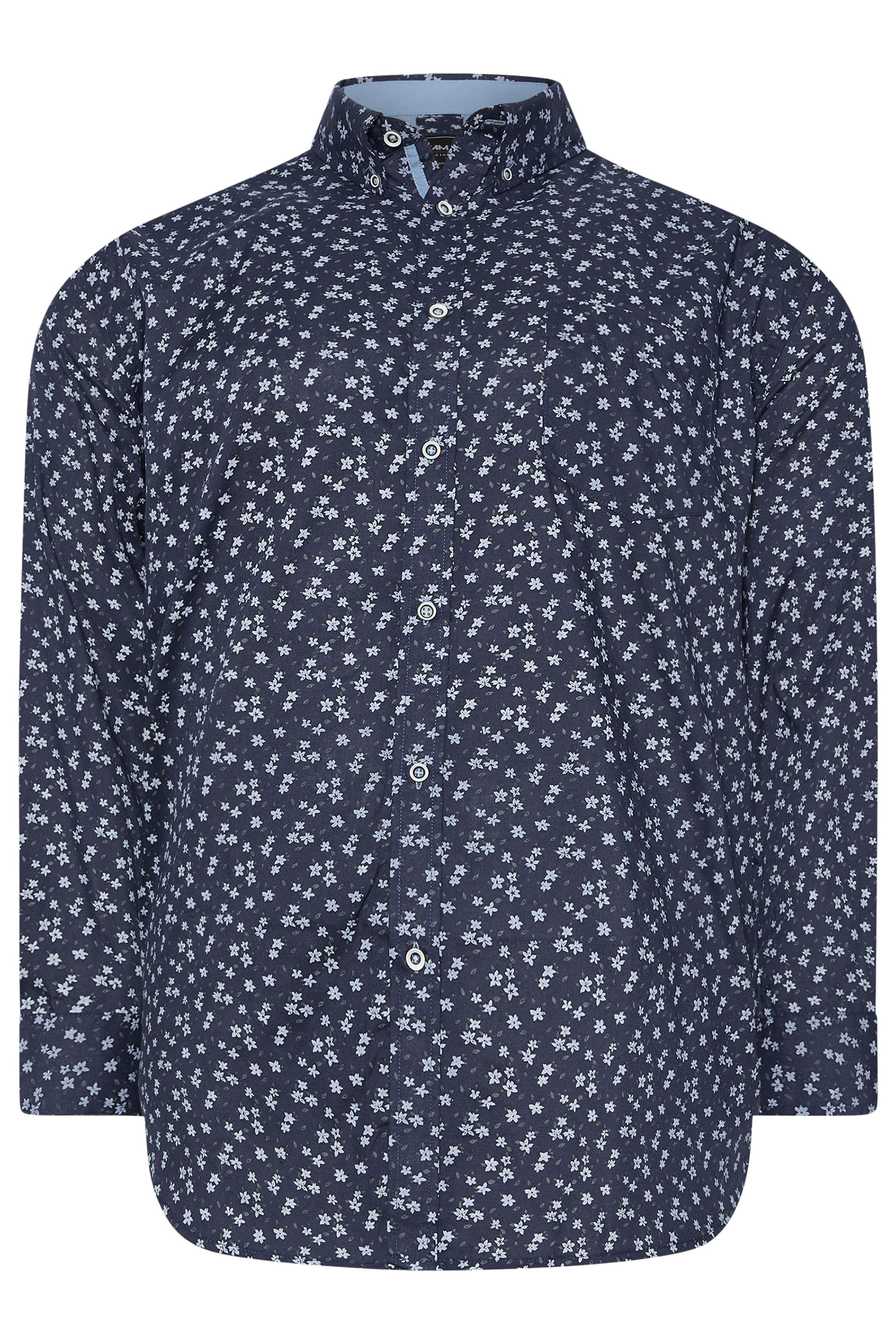 KAM Big & Tall Navy Blue Floral Shirt | BadRhino 3
