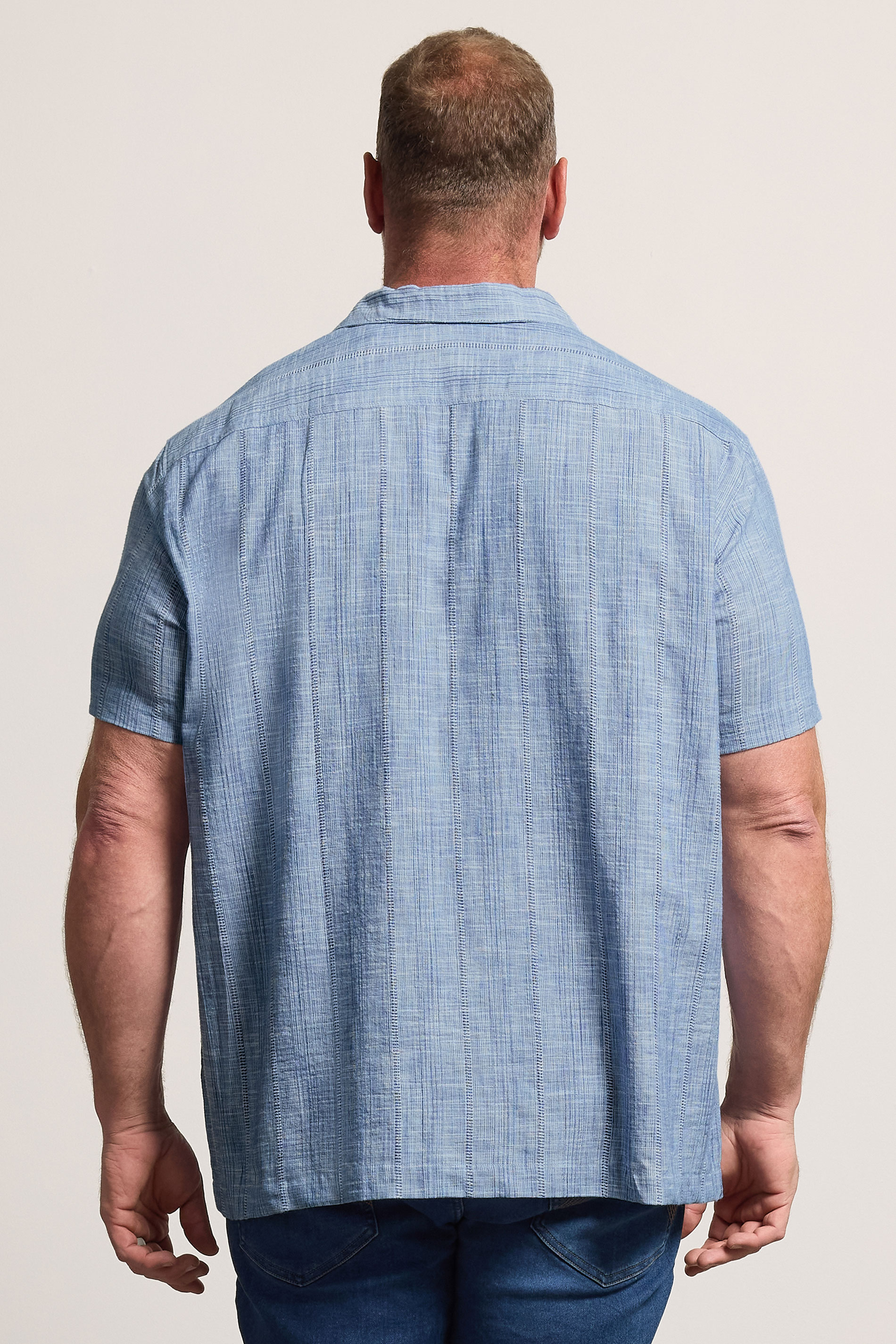 BadRhino Big & Tall Blue Textured Stripe Shirt 5