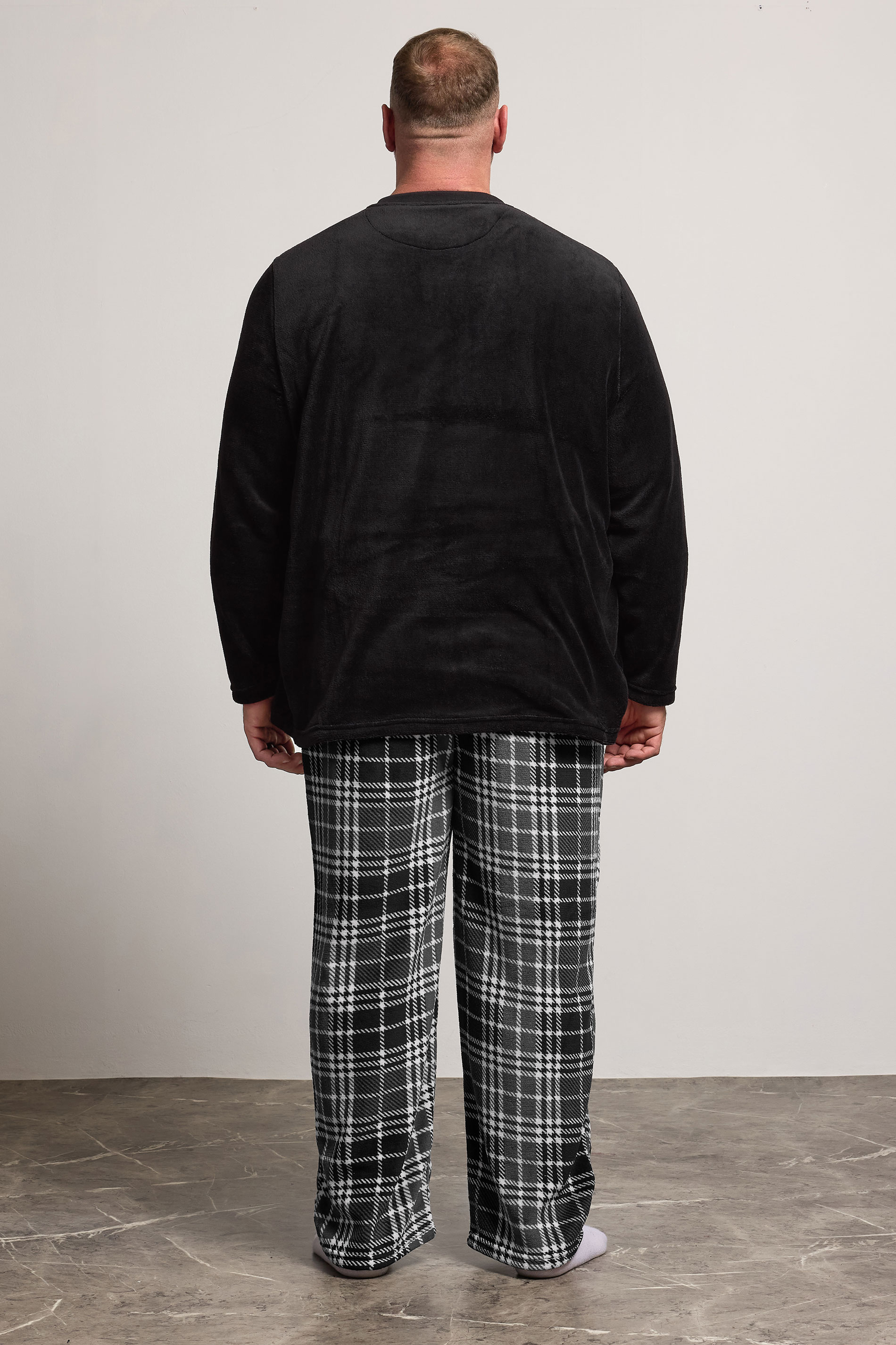 BadRhino Big & Tall Black Check Fleece Lounge Set | BadRhino 2