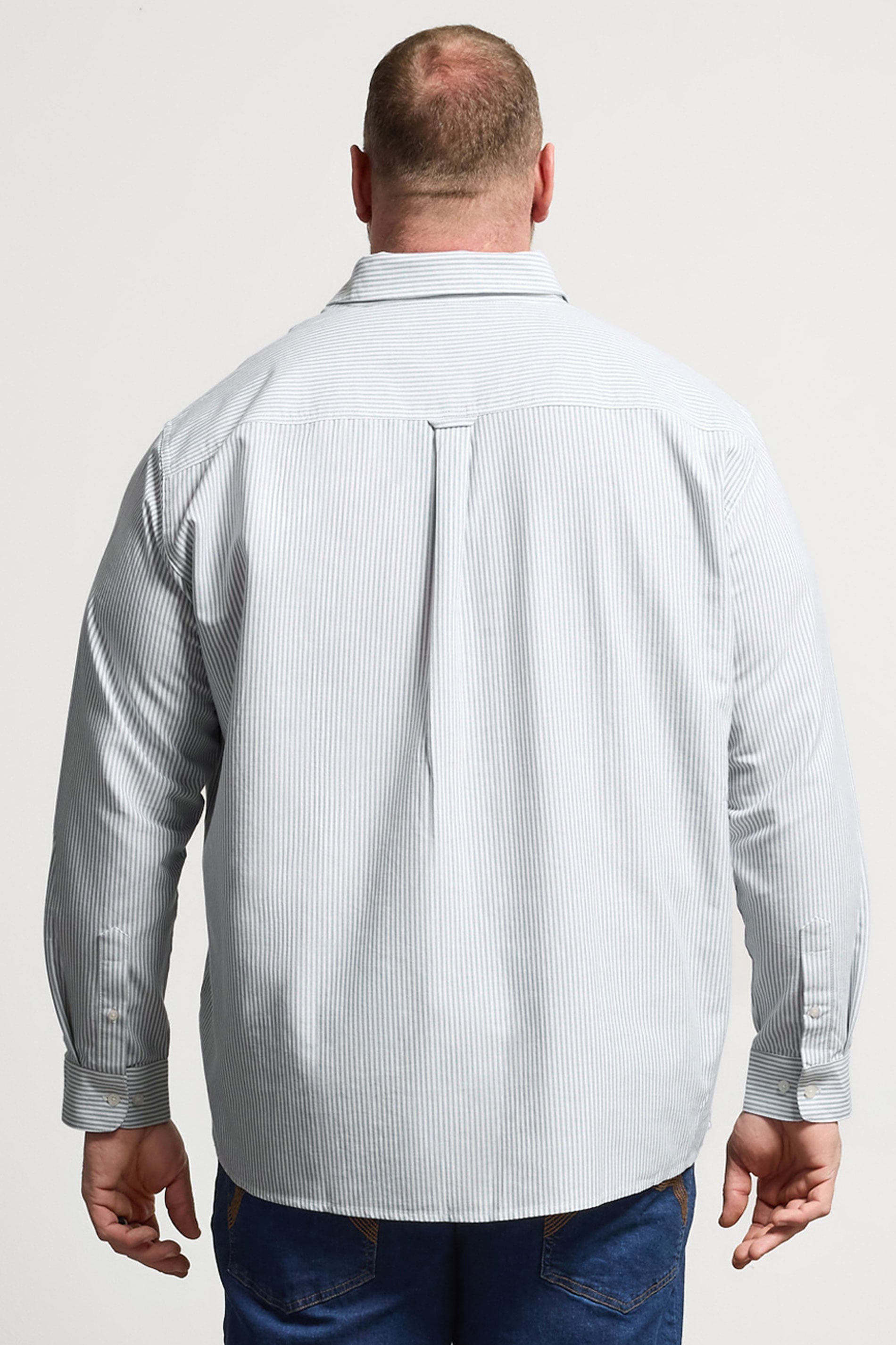 BadRhino Big & Tall Blue Stripe Long Sleeve Oxford Shirt | BadRhino 5