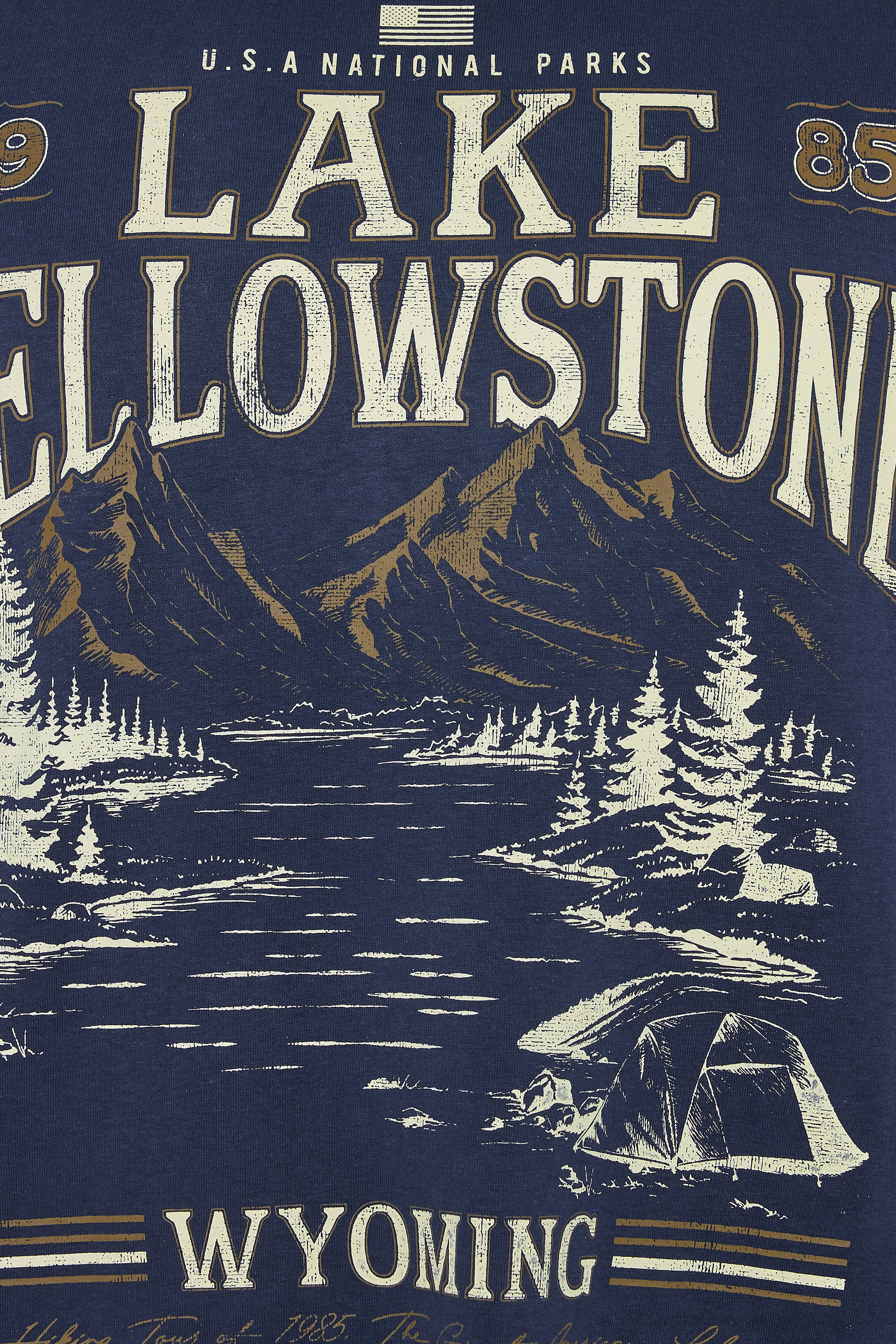 KAM Big & Tall Navy Blue Lake Yellowstone Graphic T-Shirt | BadRhino 3