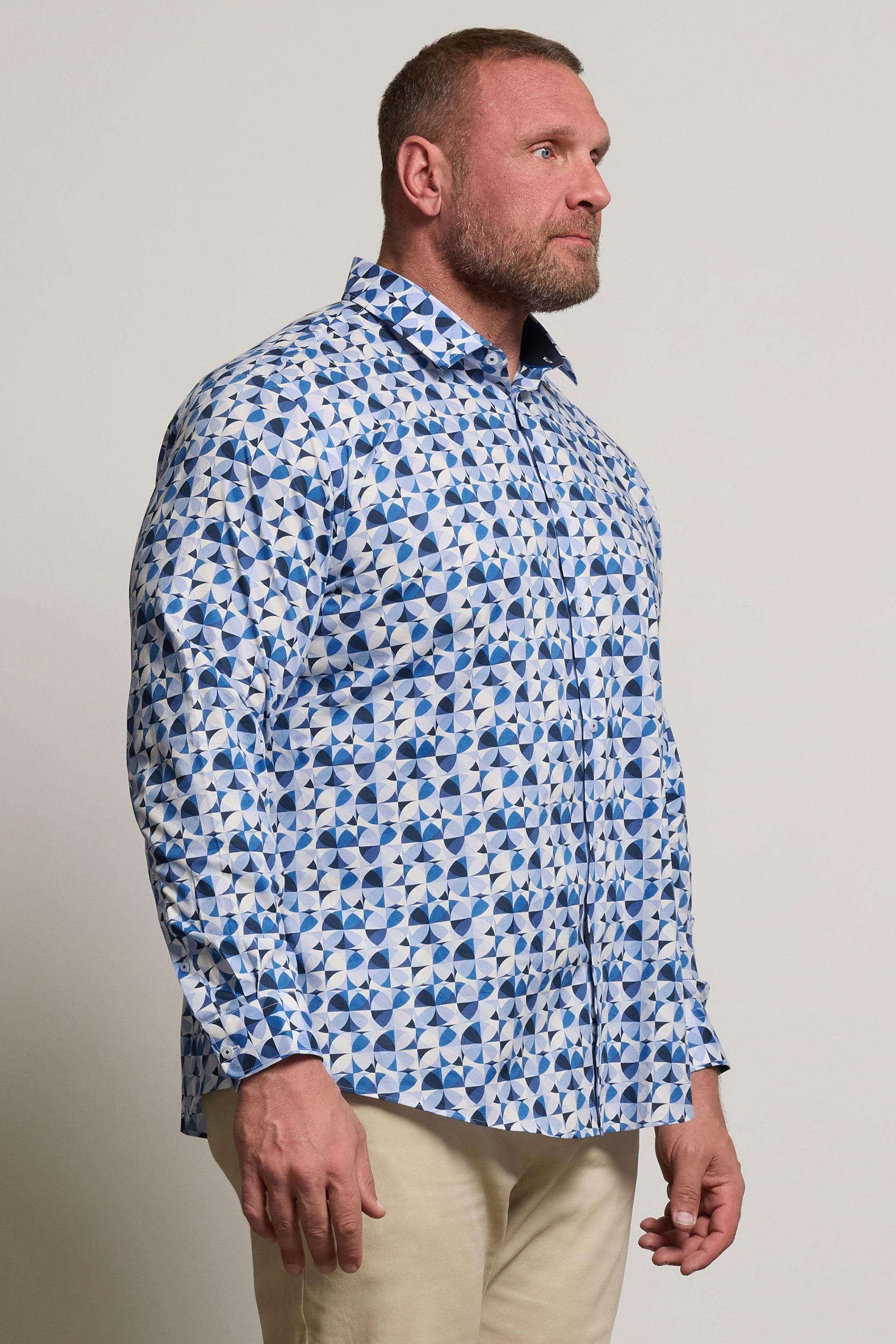 BadRhino Tailoring Big & Tall Light Blue Geometric Long Sleeve Shirt | BadRhino 5