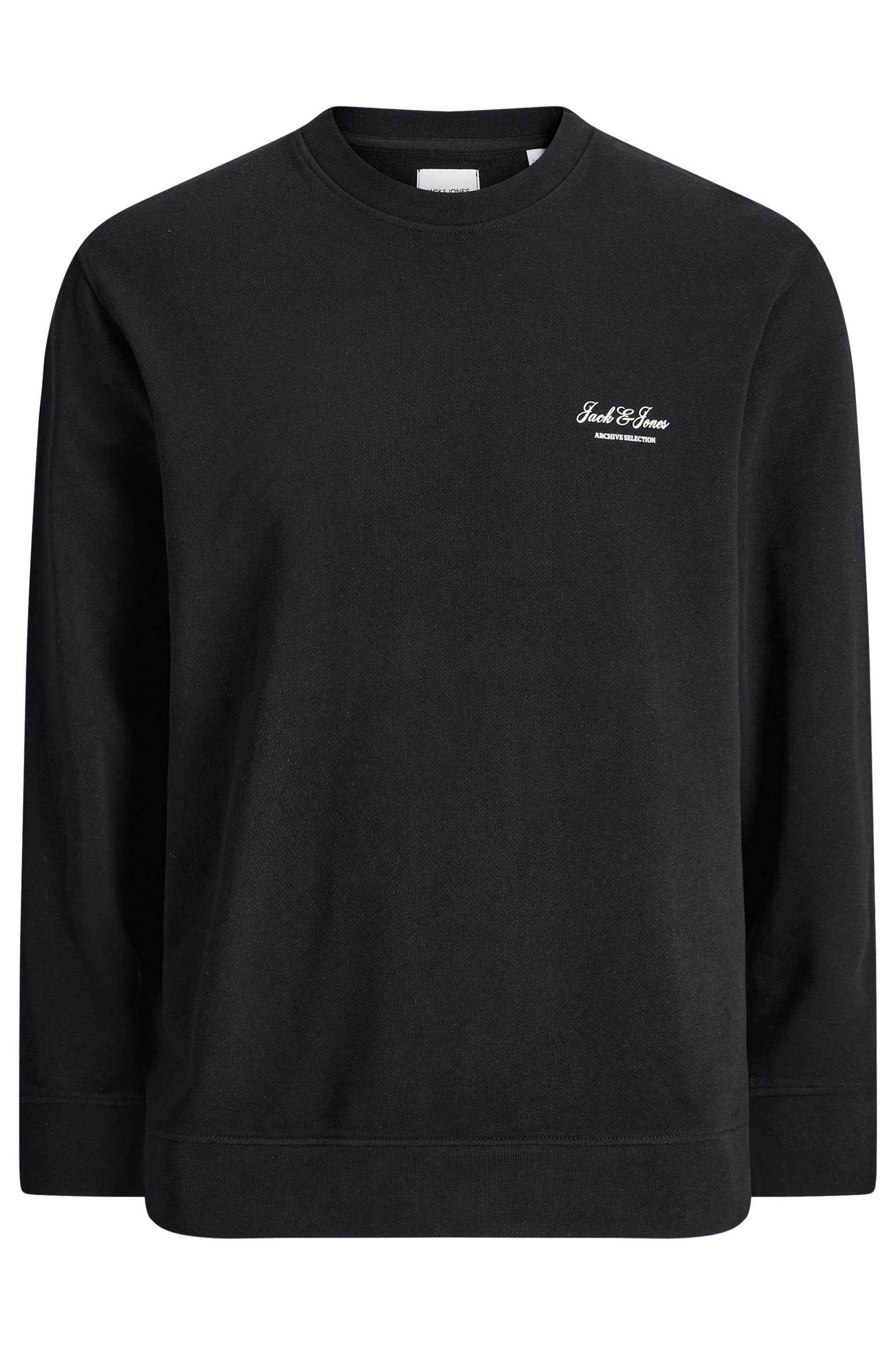 JACK & JONES Big & Tall Black Printed Crew Neck Sweatshirt | BadRhino 1