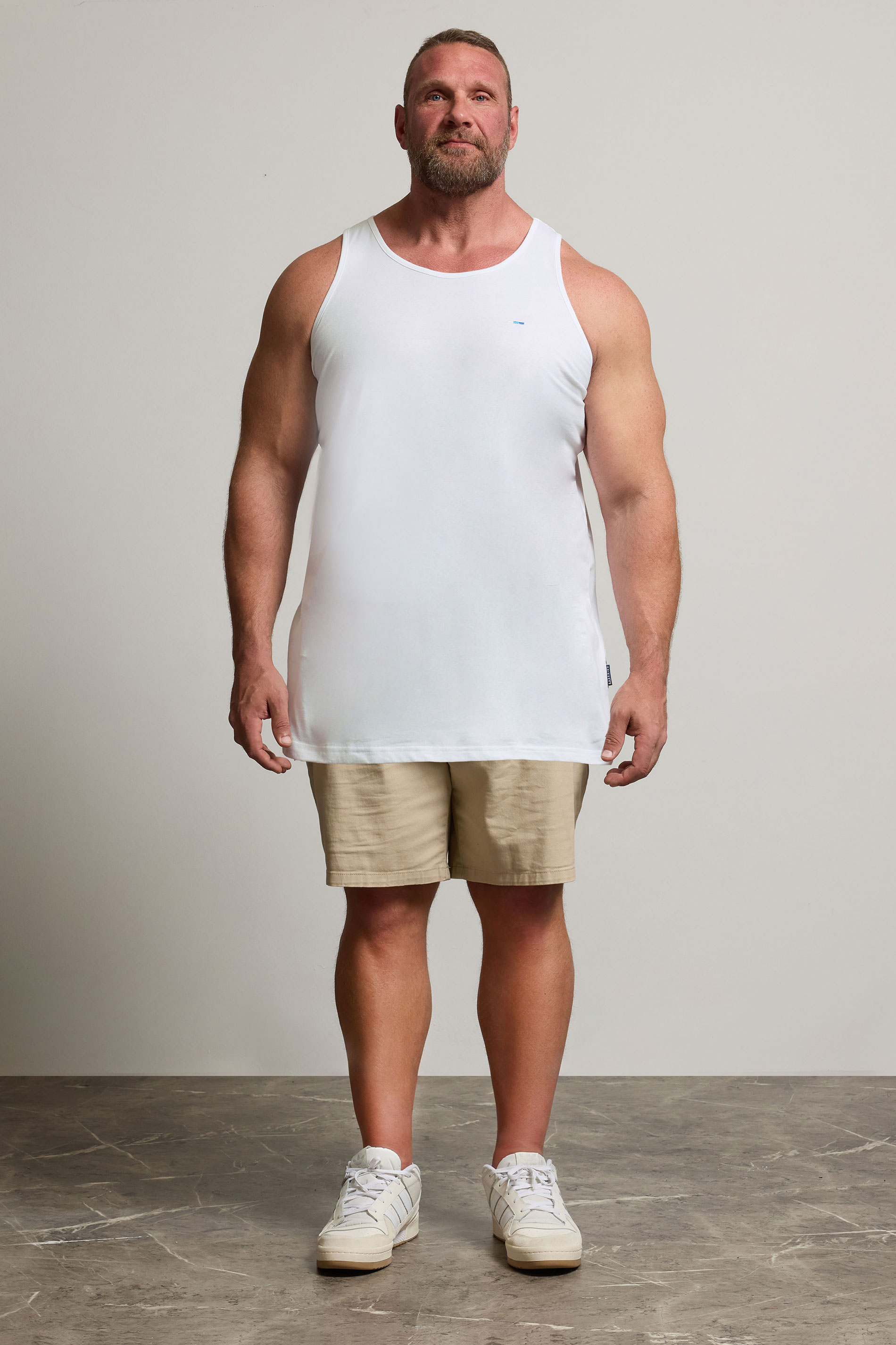 BadRhino Big & Tall White Extra Long Plain Vest Top | BadRhino 1
