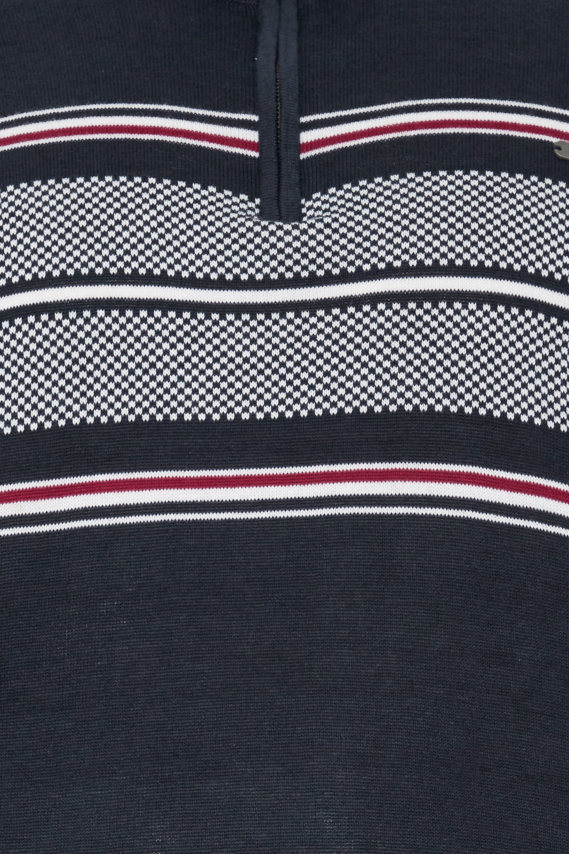 KAM Big & Tall Navy Blue Quarter Zip Stripe Knit Jumper | BadRhino 2