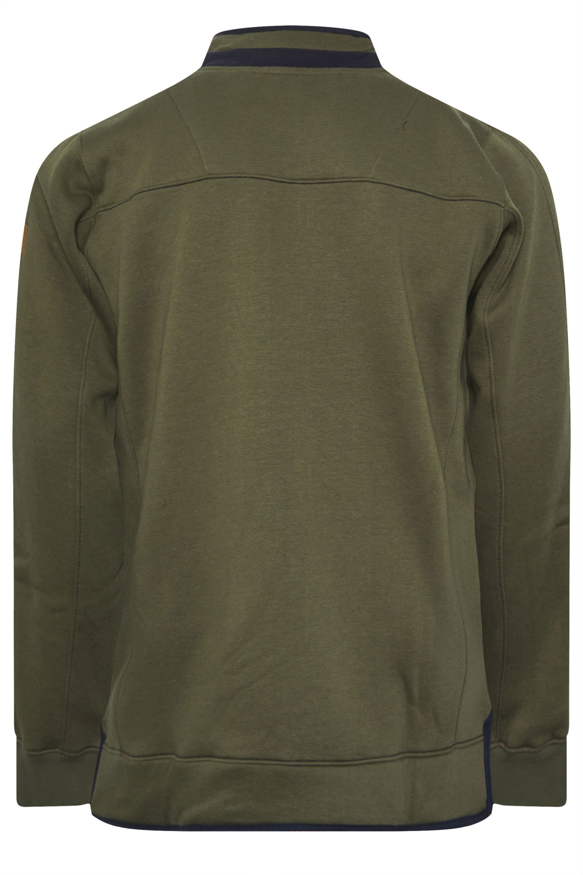 D555 Big & Tall Khaki Green Embroidered Quarter Zip Sweatshirt | BadRhino 5