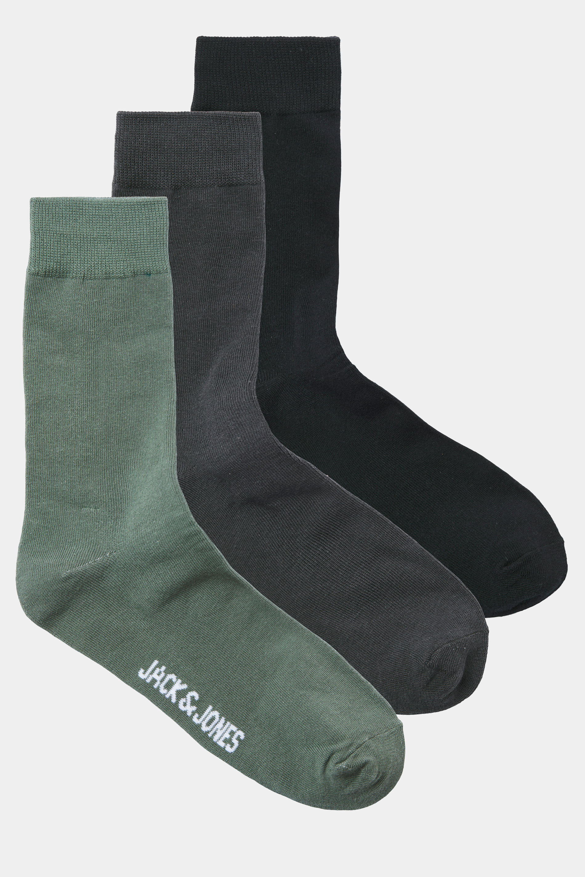 JACK & JONES 3 Pack Green & Grey Socks | BadRhino 3