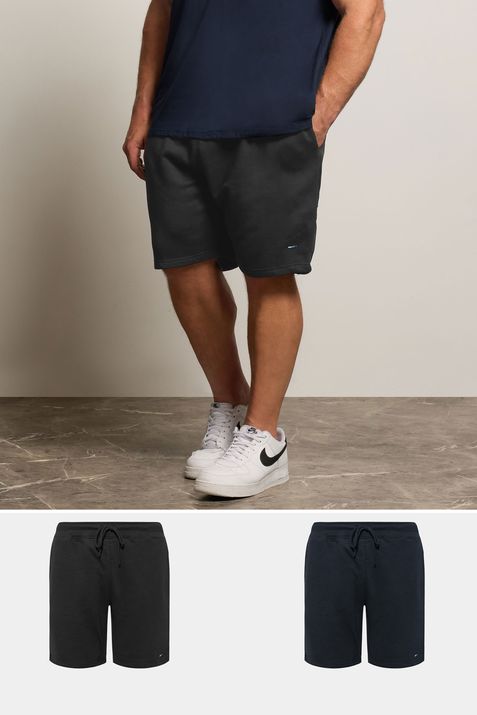 BadRhino Big & Tall 2 PACK Navy Blue & Black Jogger Shorts | BadRhino 1