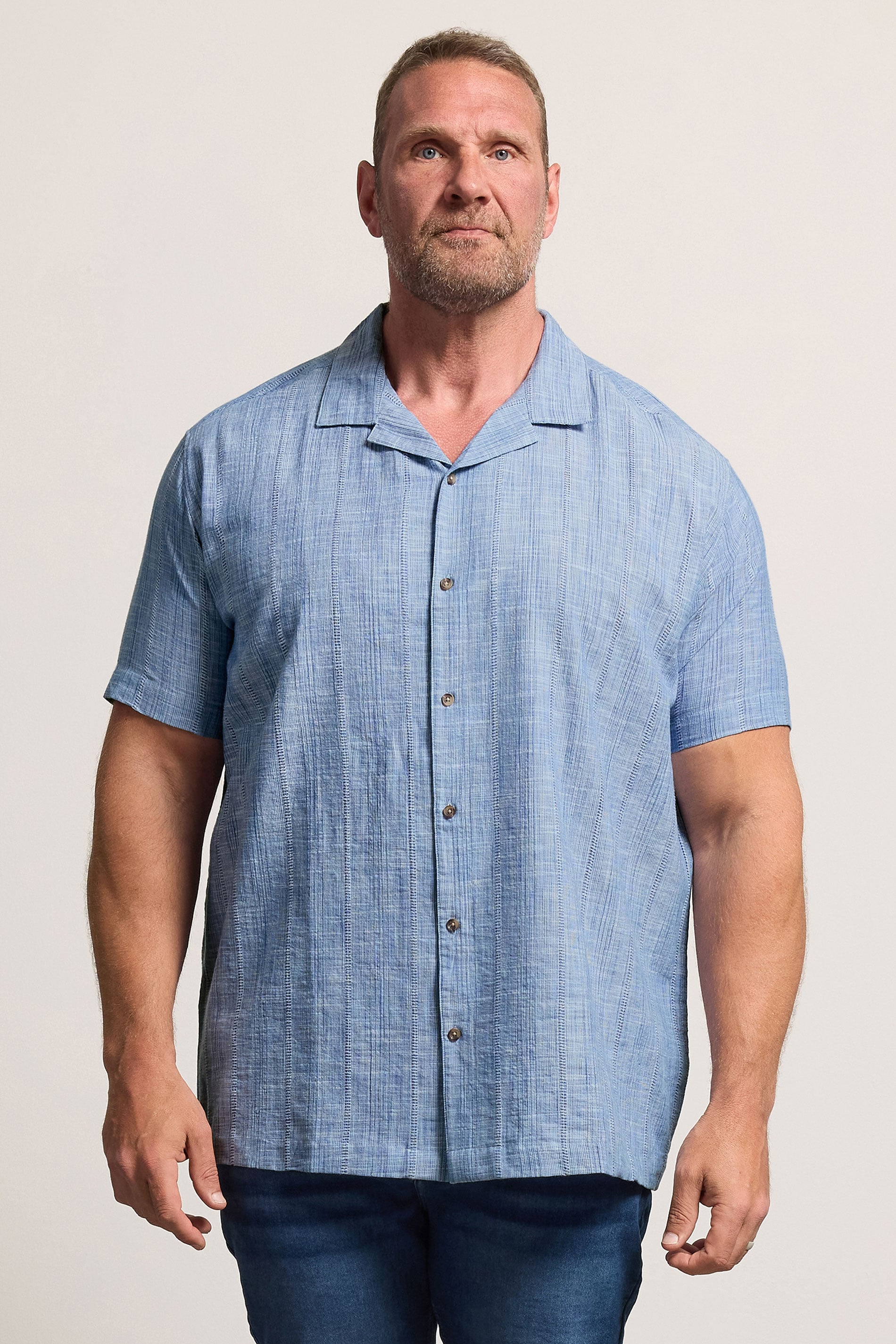 BadRhino Big & Tall Blue Textured Stripe Shirt 2