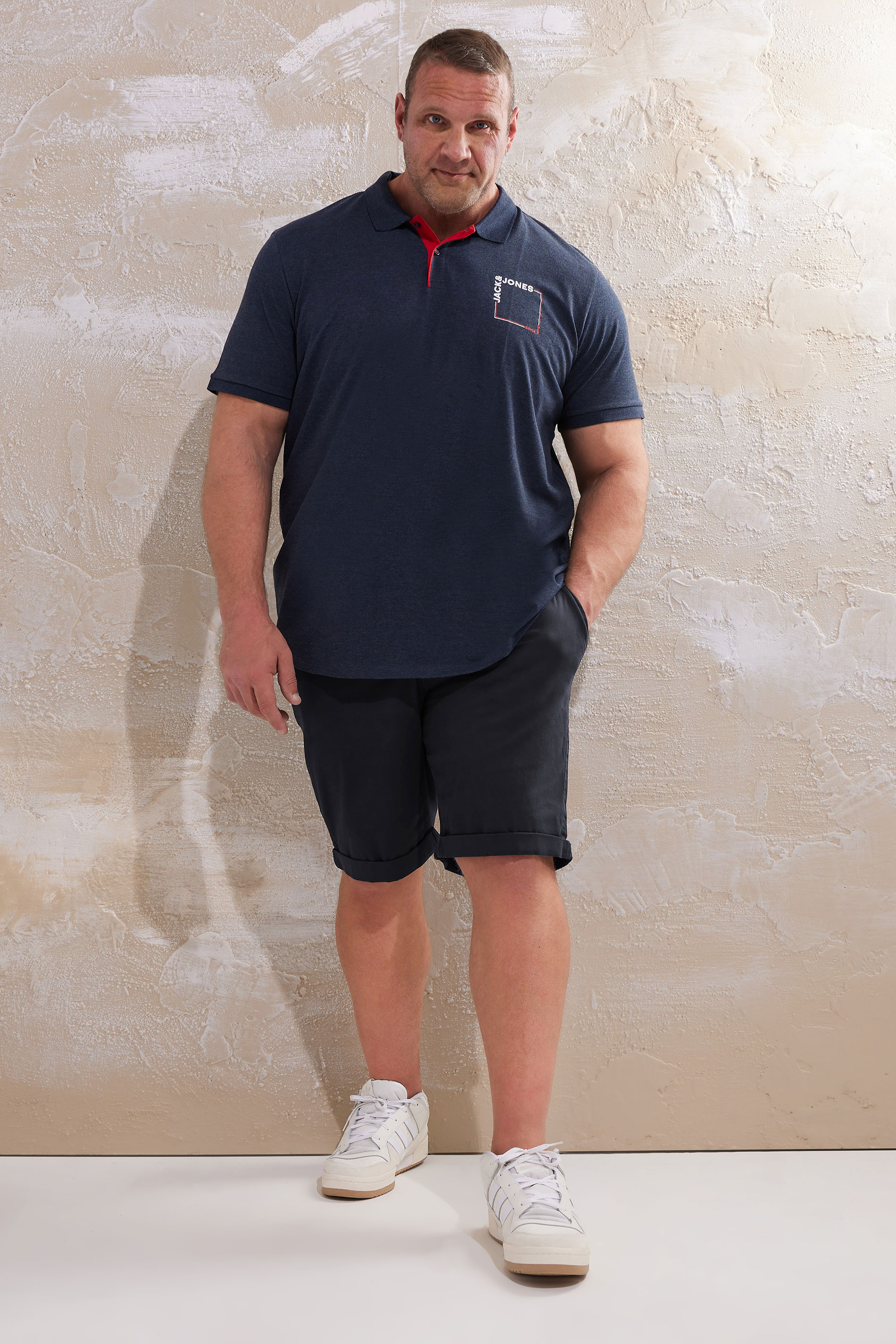 JACK & JONES Big & Tall Navy Blue Chino Shorts | Badrhino 2