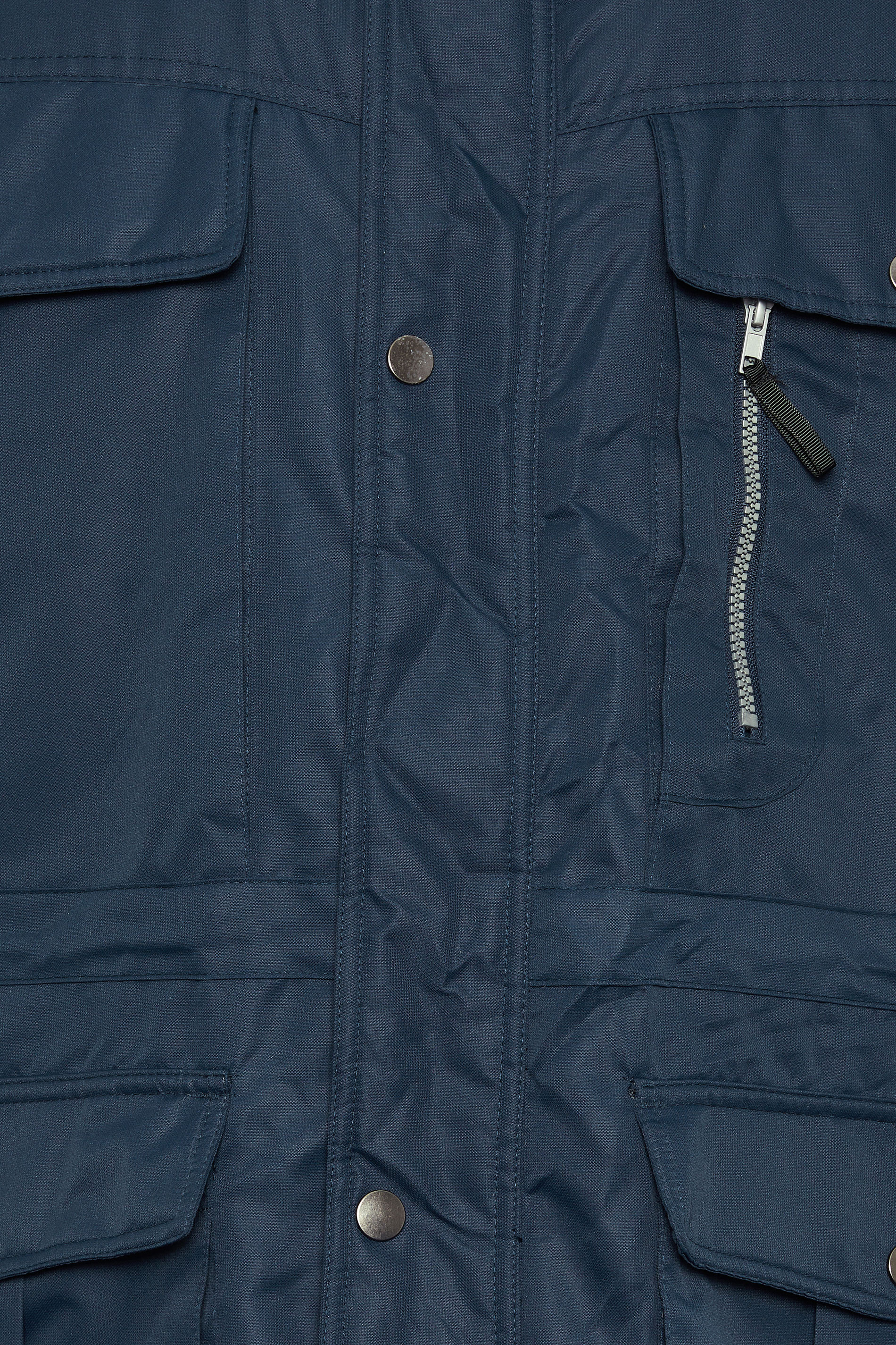 BadRhino Big & Tall Navy Blue Fleece Lined Hooded Coat | BadRhino 3