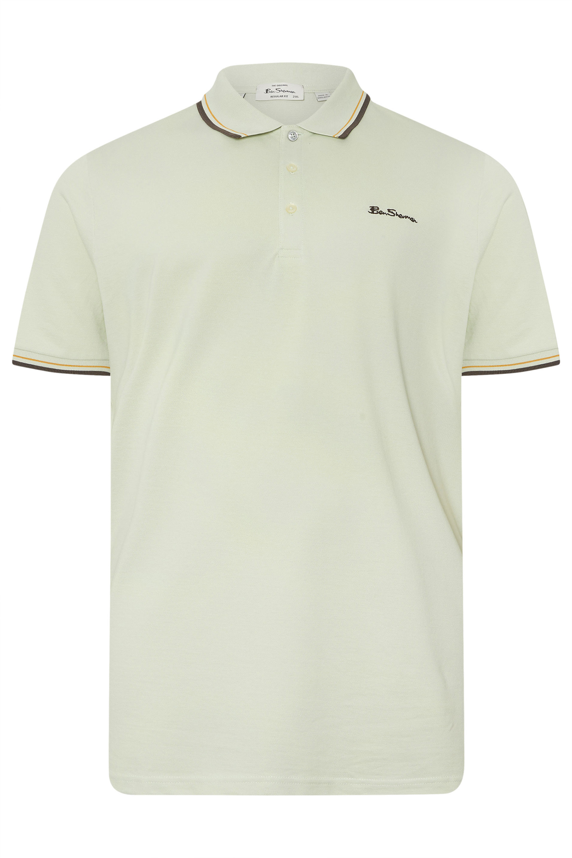 Ben Sherman Big & Tall Green Signature Pique Polo Shirt | BadRhino 3