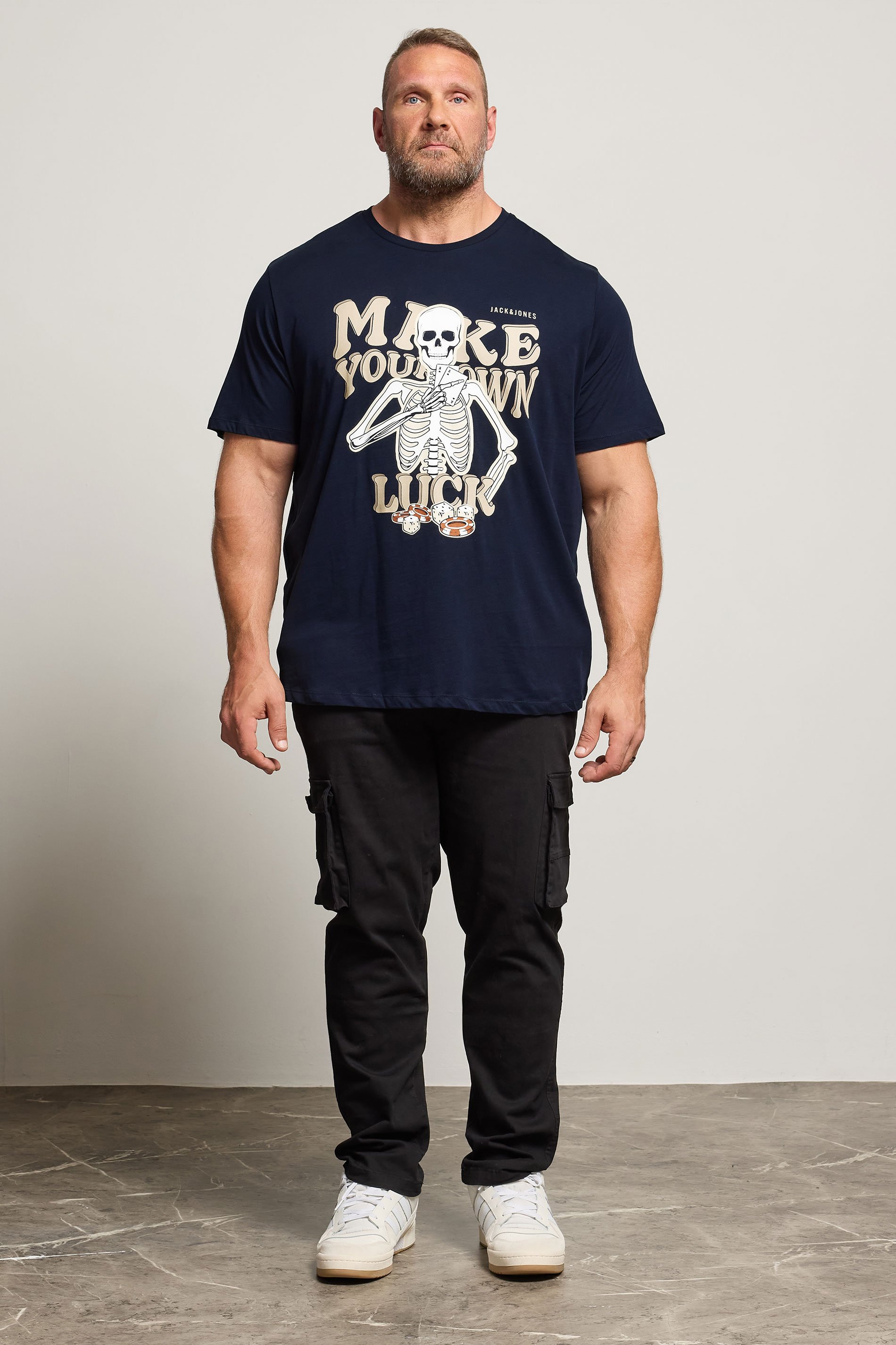 JACK & JONES Big & Tall Sky-Captain Blue Casino Graphic T-Shirt | BadRhino 2