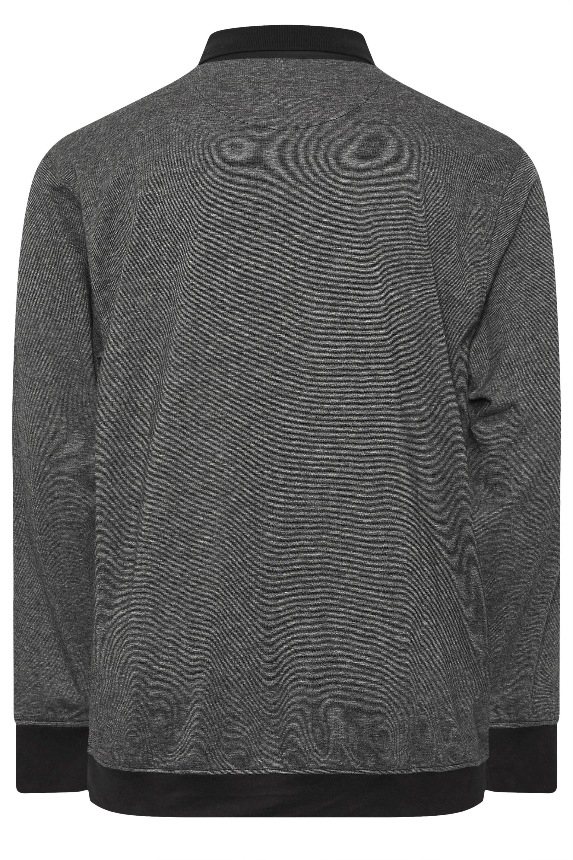 KAM Big & Tall Grey Sweat Long Sleeve Polo Shirt | BadRhino 2