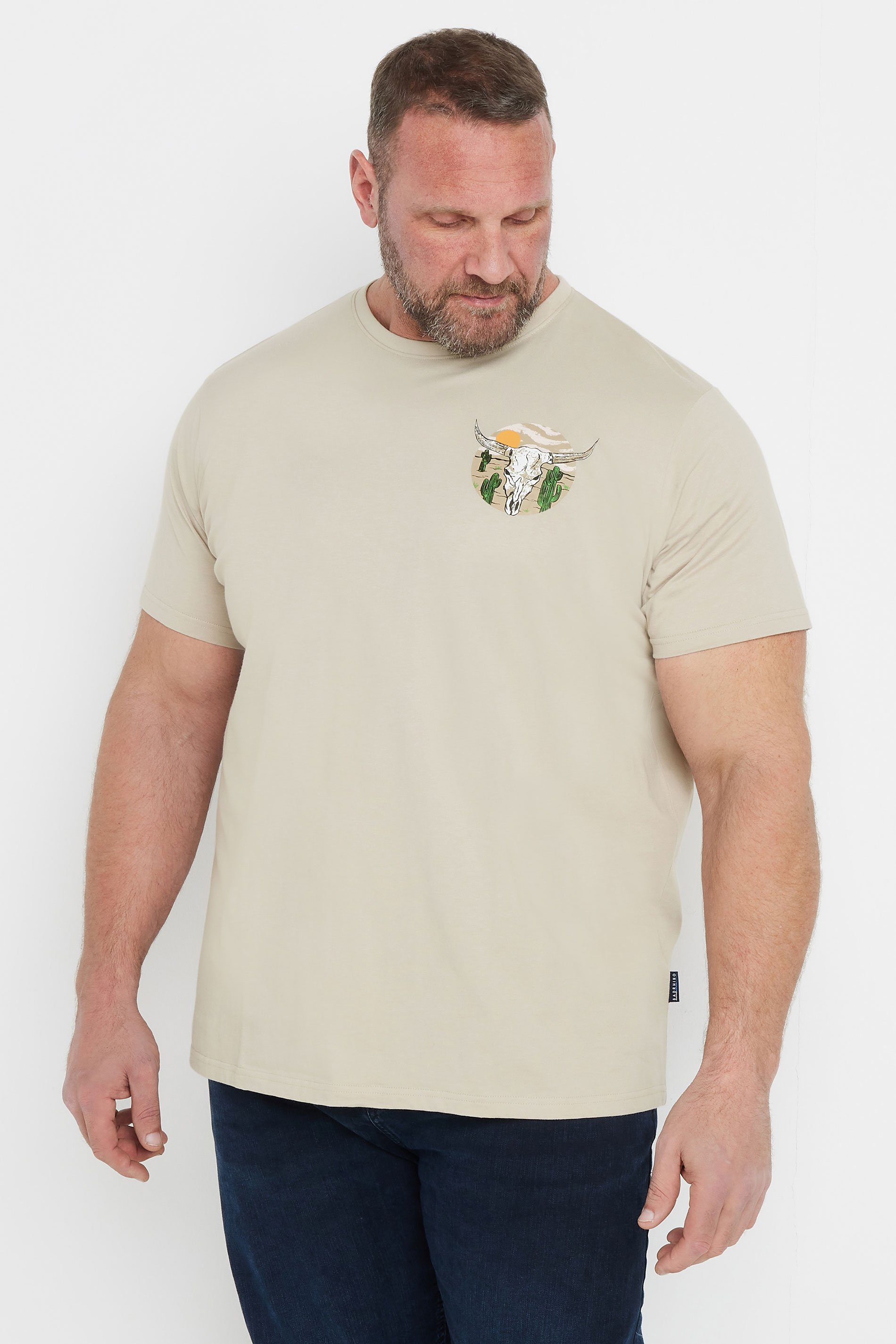 BadRhino Big & Tall Natural Brown Cow Skull Graphic T-Shirt | BadRhino 2