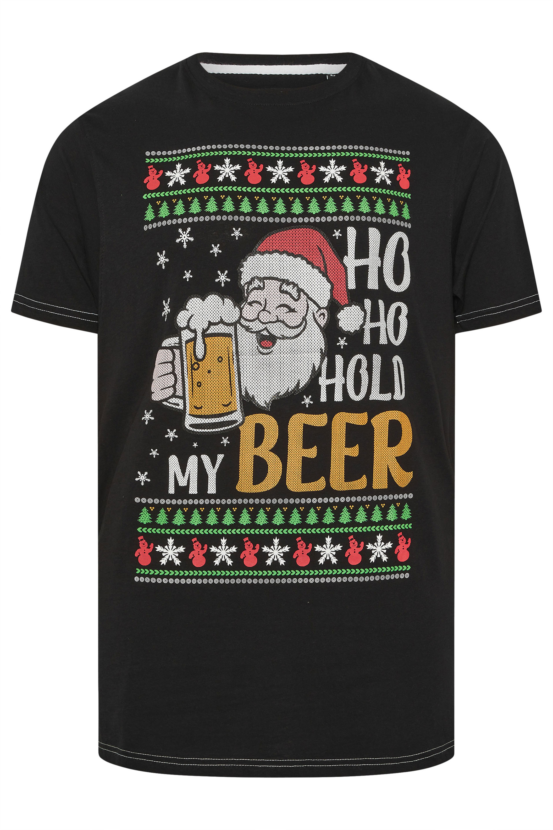 KAM Big & Tall Black Christmas 'Hoho Beer' Slogan T-Shirt | BadRhino 3