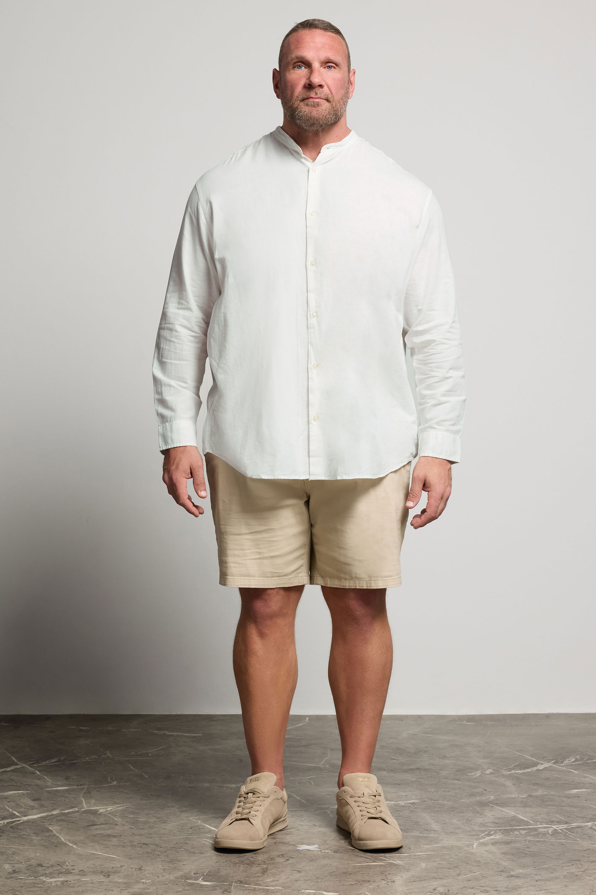 JACK & JONES Big & Tall White Long Sleeve Linen Shirt | BadRhino 2