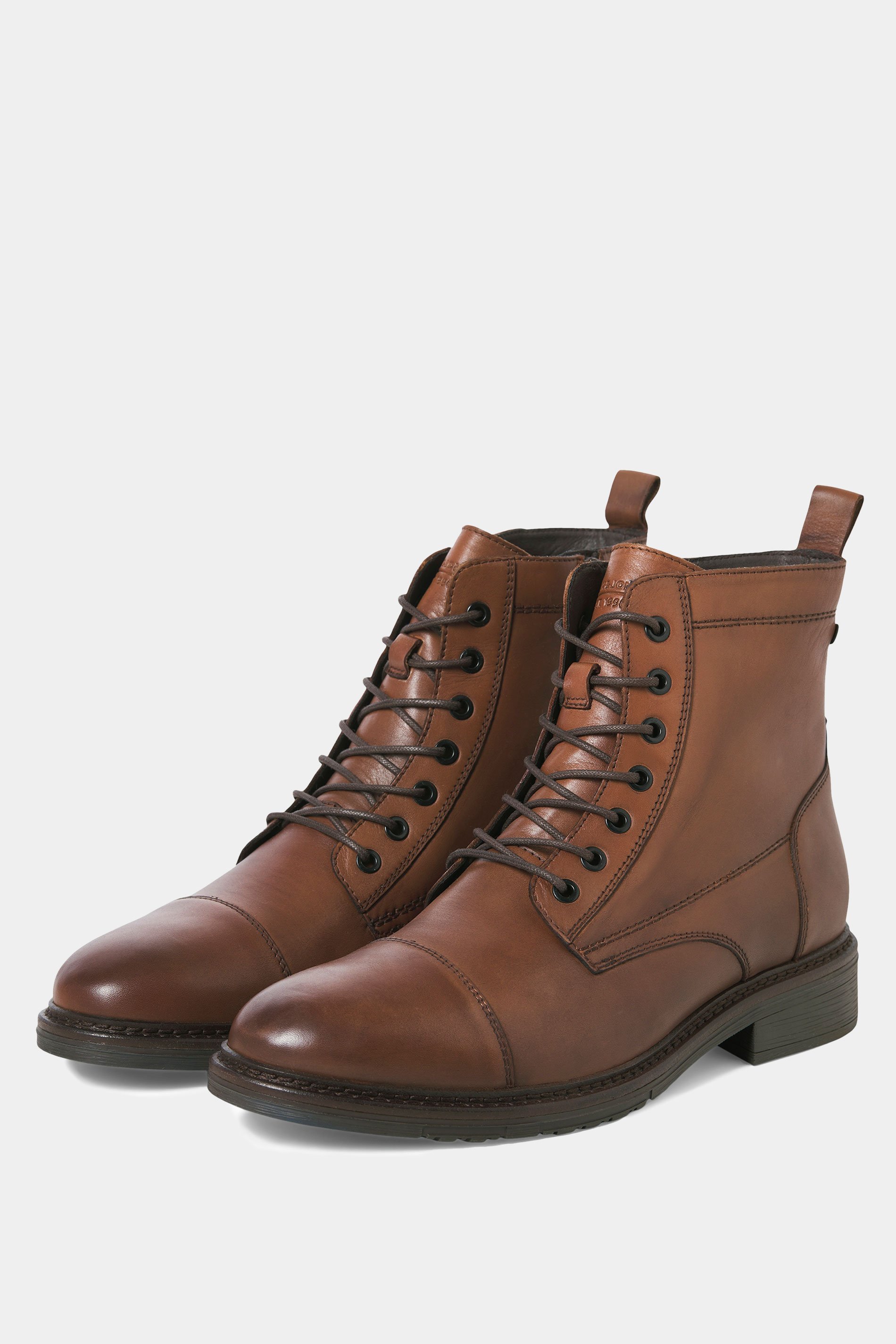 JACK & JONES Big & Tall Brown Leather Wentworth Boots | BadRhino 1