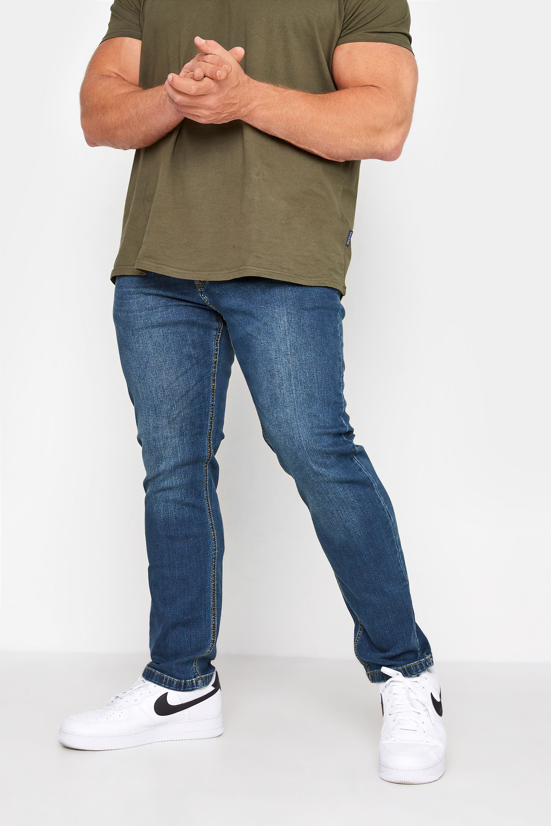 D555 Blue Tapered Stretch Jeans | BadRhino 1