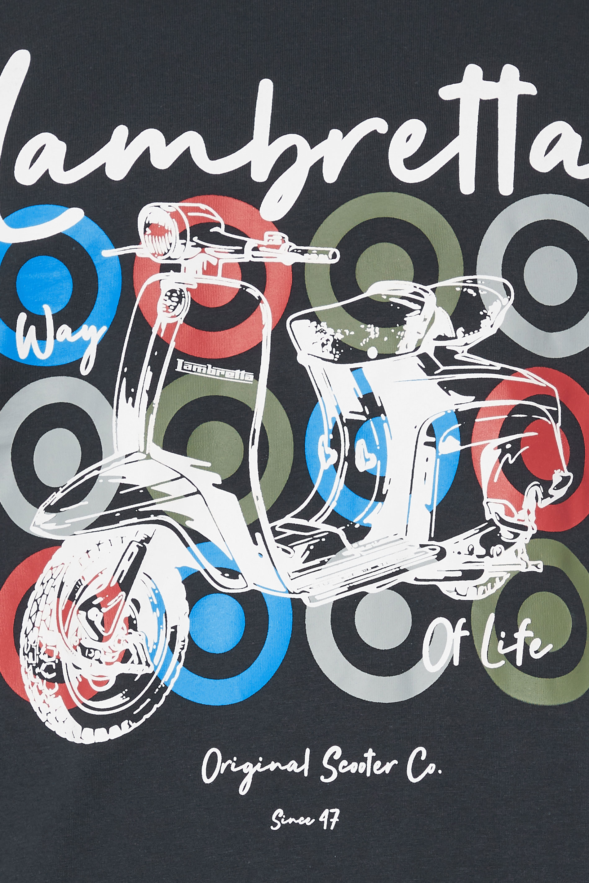 LAMBRETTA Big & Tall Navy Blue Abstract Scooter Print T-Shirt | BadRhino 2