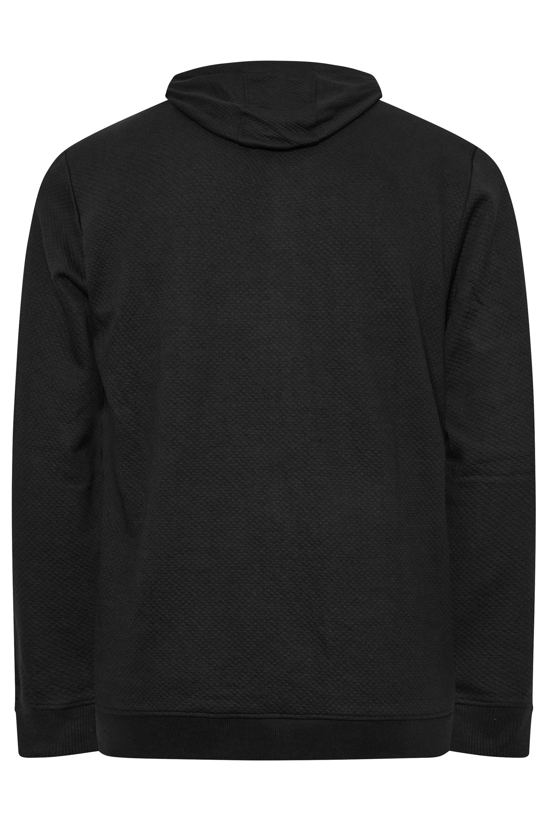 BadRhino Big & Tall Black Zip Through Diamond Quilted Hoodie | BadRhino 4