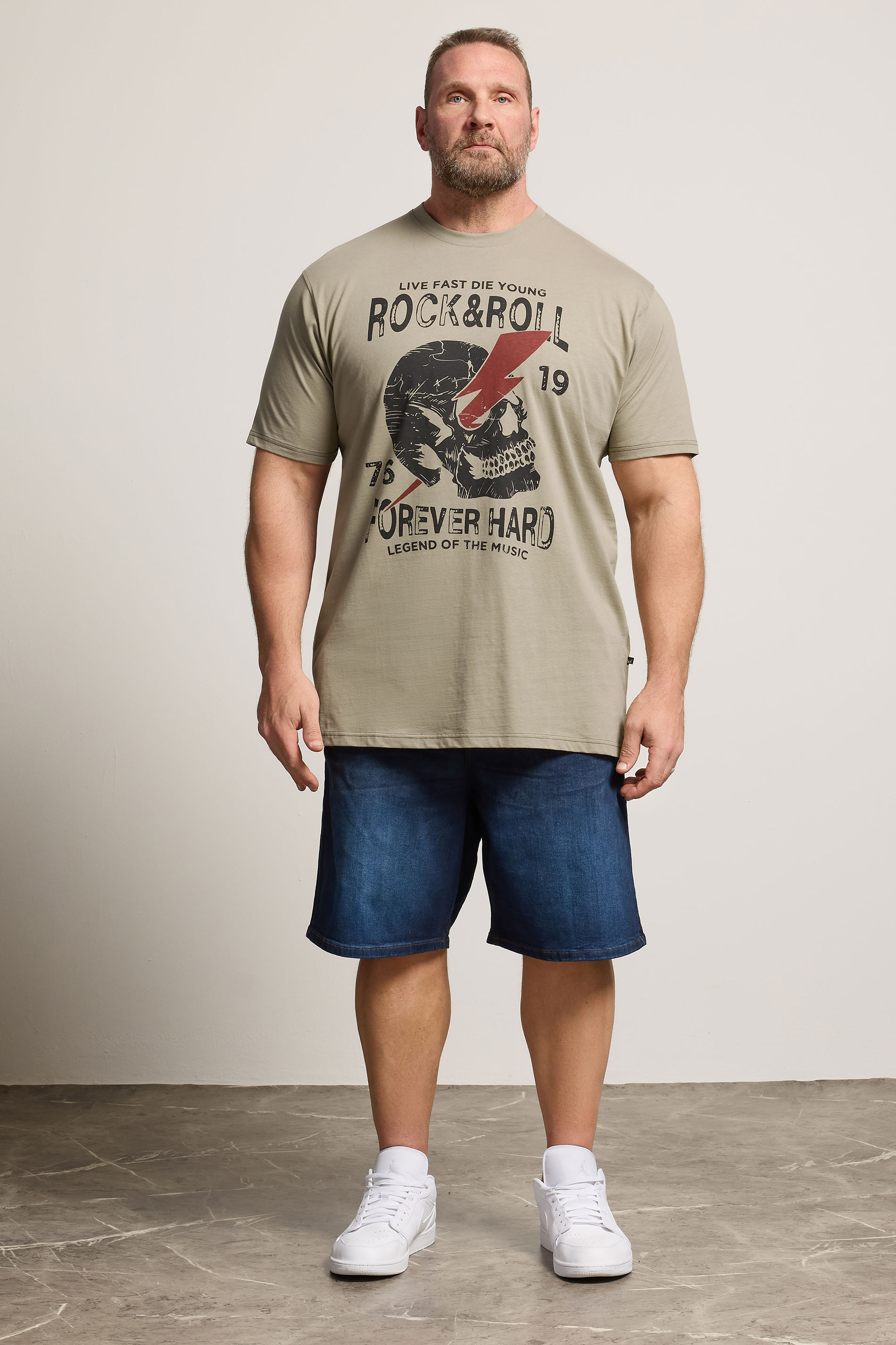 KAM Big & Tall Stone Brown Rock N Roll Print T-Shirt | BadRhino 1