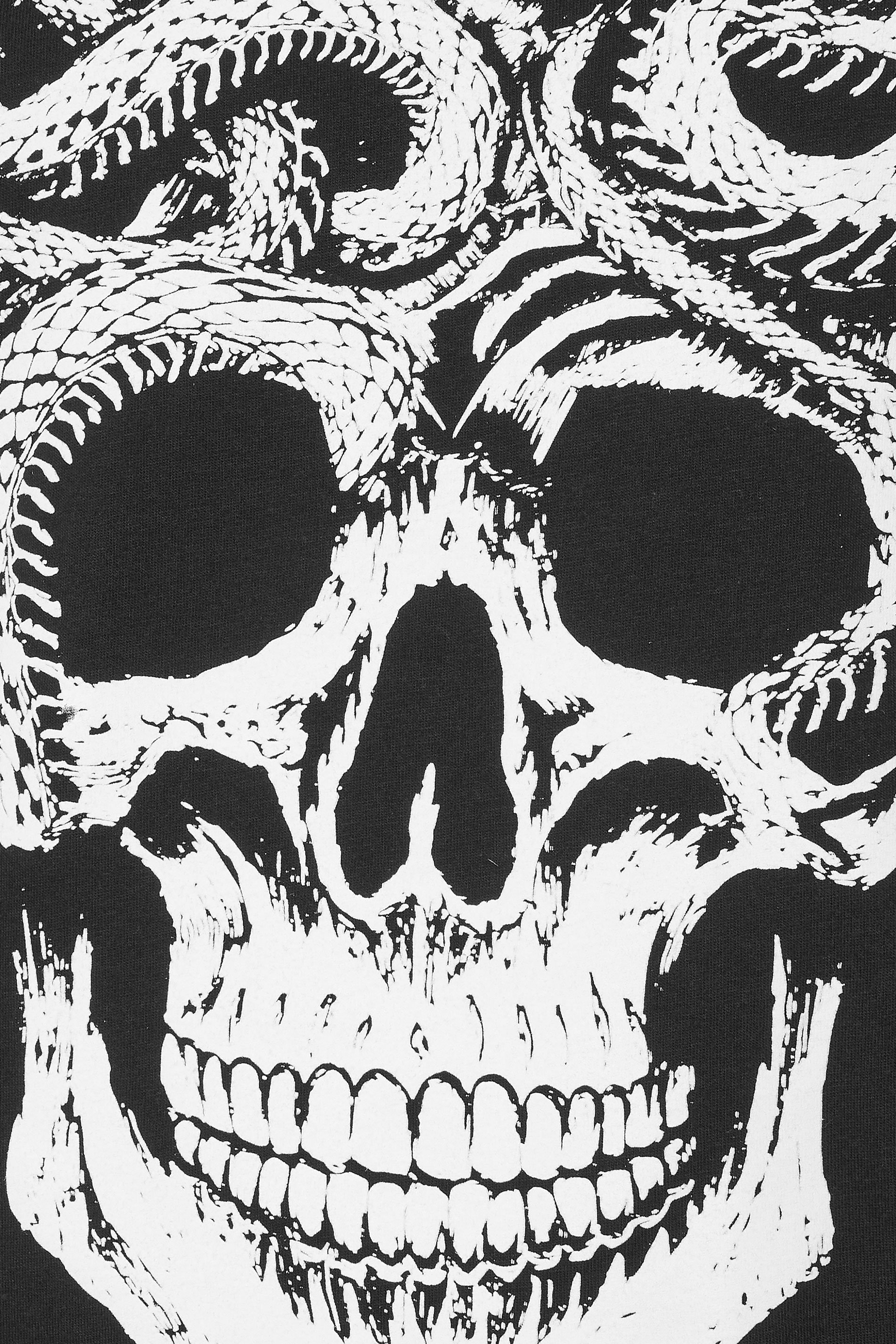 BadRhino Big & Tall Black Skull & Snake Graphic T-Shirt | BadRhino 3