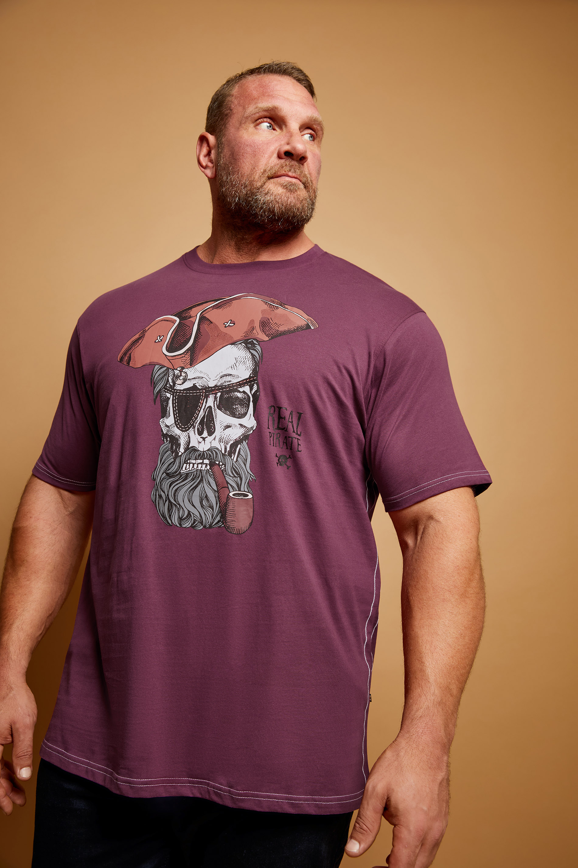 KAM Plum 'Real Pirates' Graphic Print T-Shirt | BadRhino 1