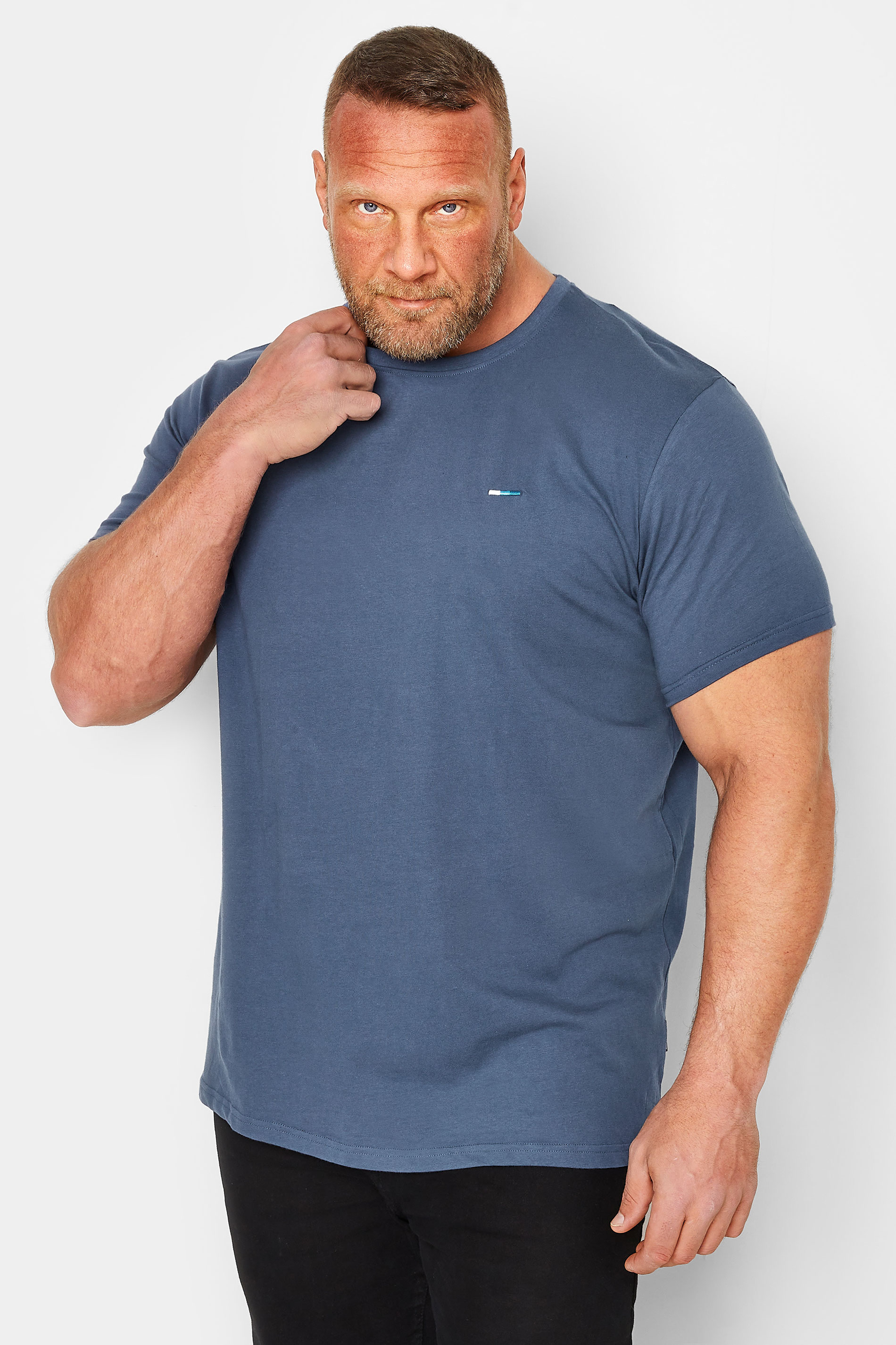 BadRhino Big & Tall Blue Plain T-Shirt | BadRhino 1