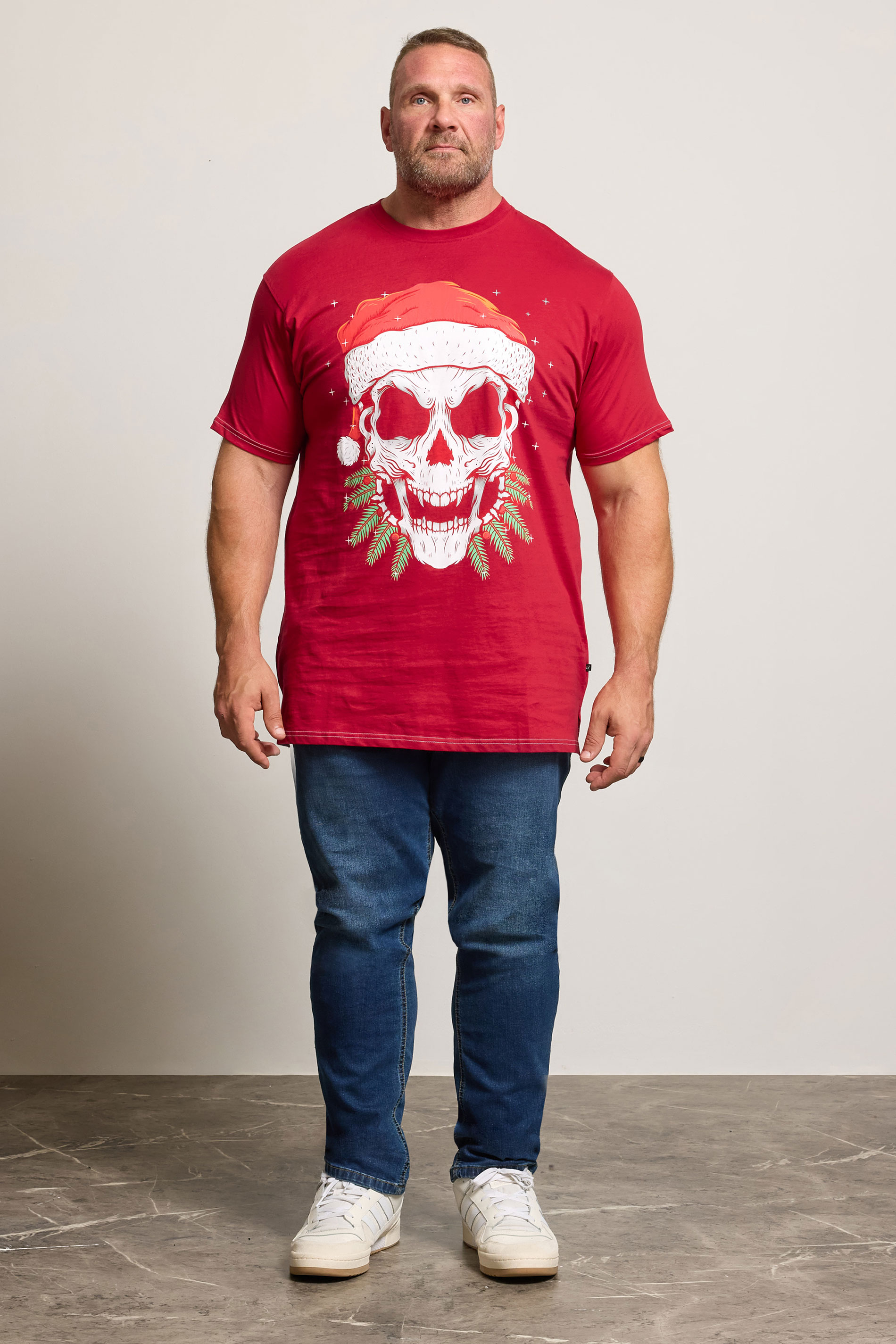 KAM Big & Tall Red Santa Skull Graphic Print T-Shirt | BadRhino 2