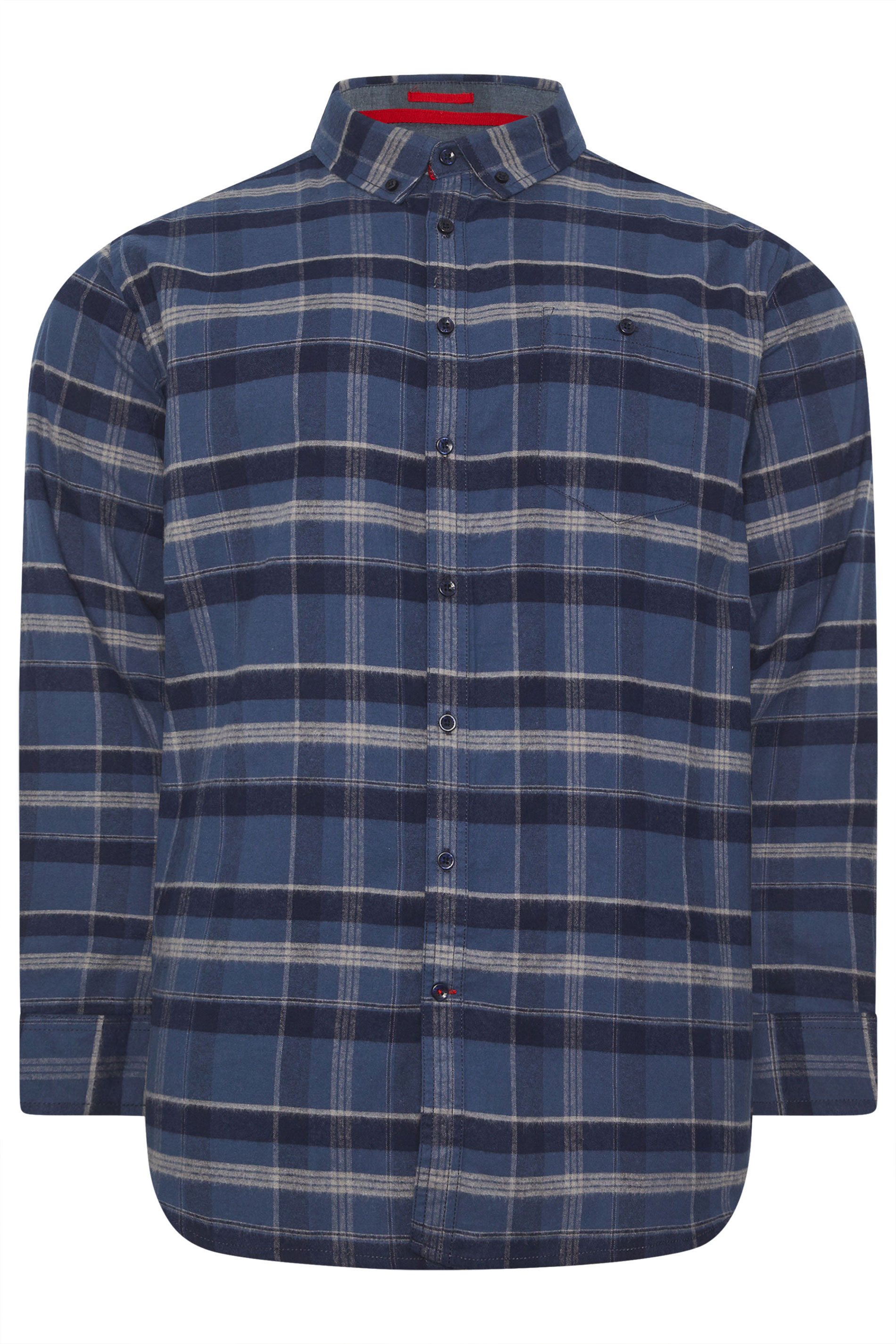 D555 Big & Tall Navy Blue Check Shirt | BadRhino 3