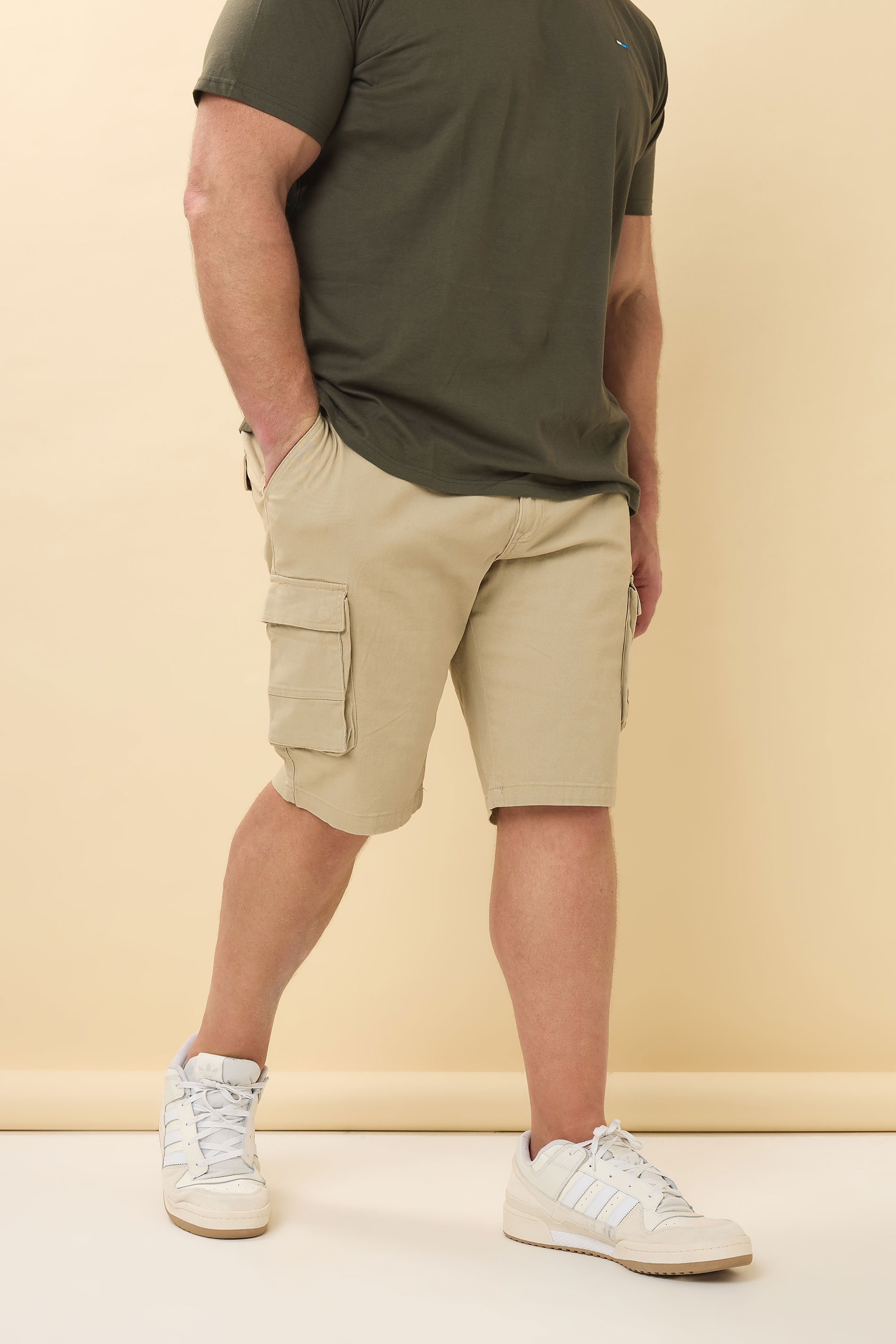 BadRhino Big & Tall 2 PACK Stone Brown & Khaki Green Stretch Cargo Shorts | BadRhino 2