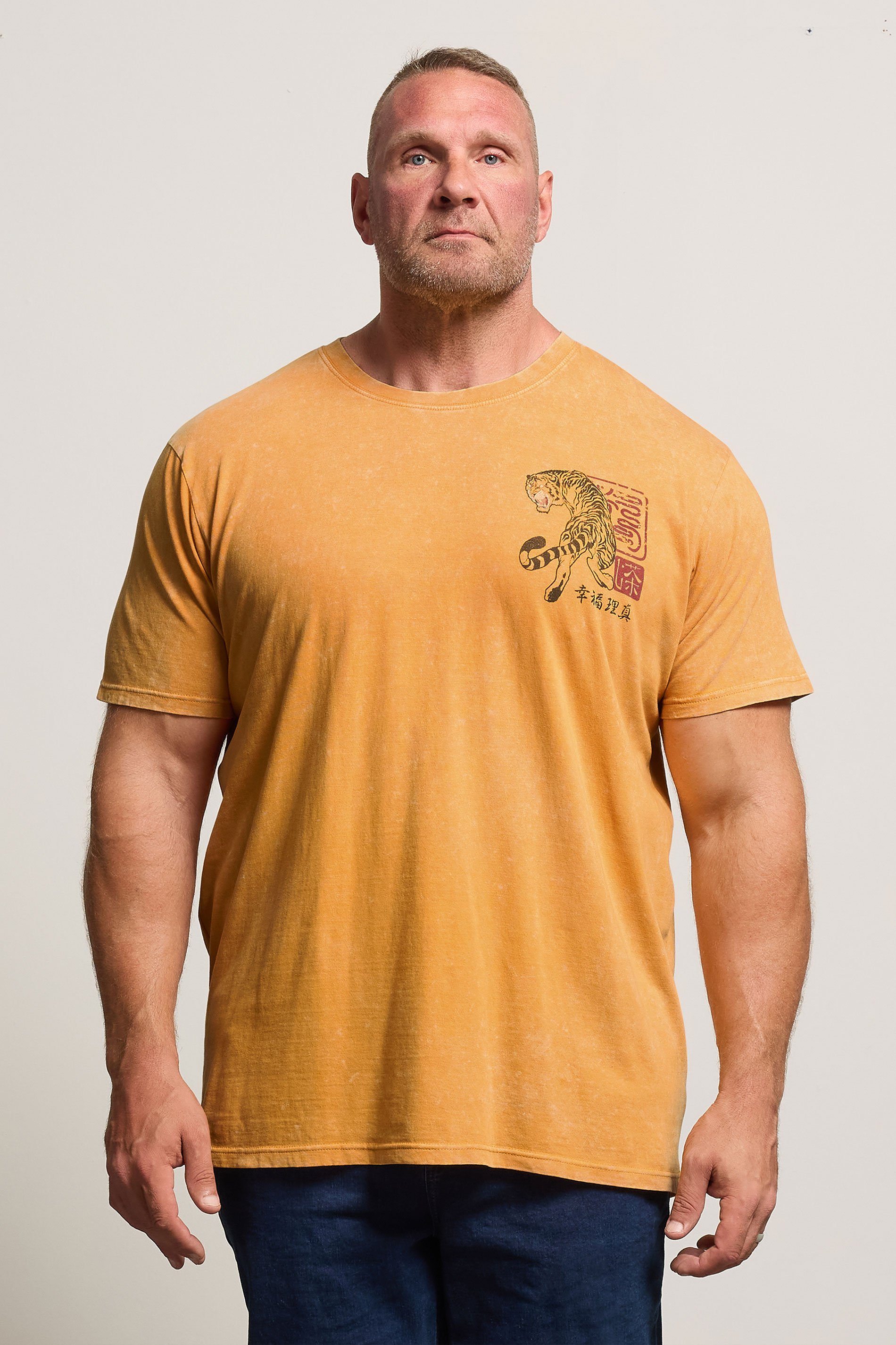 BadRhino Big & Tall Yellow Acid Wash 'Katori' Graphic T-Shirt | BadRhino 1