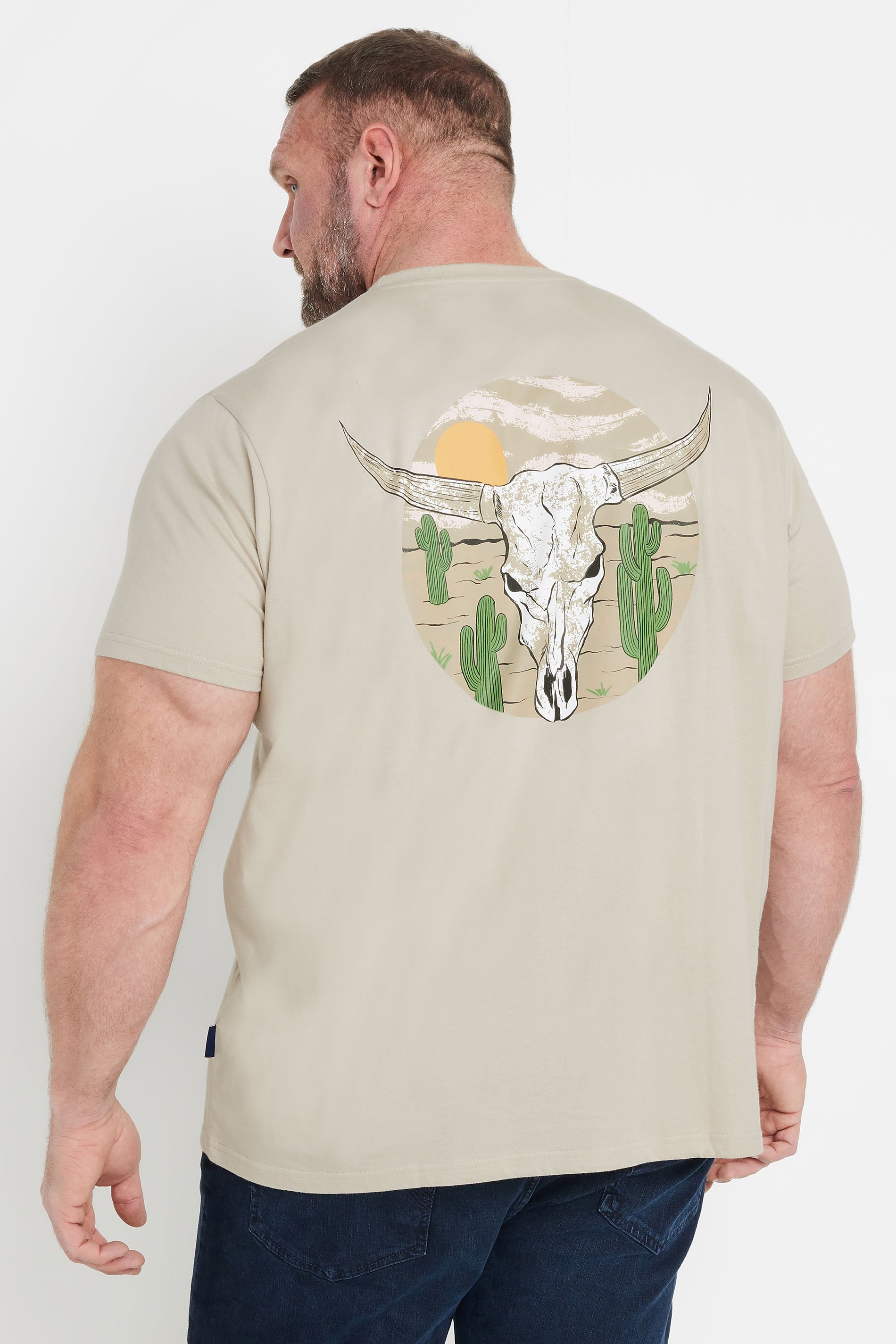BadRhino Big & Tall Natural Brown Cow Skull Graphic T-Shirt | BadRhino 3