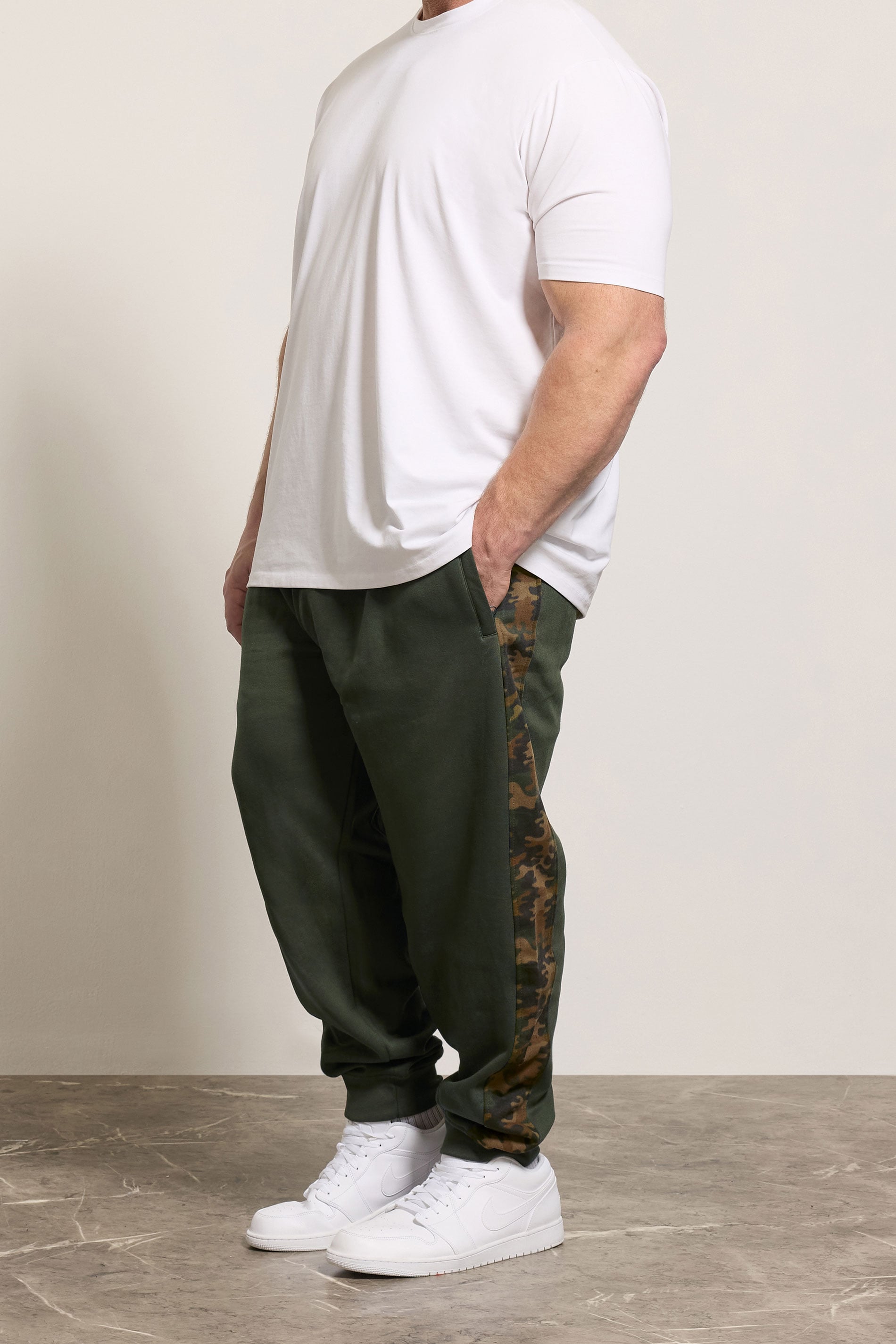 KAM Khaki Green Camo Side Panel Joggers | BadRhino 3
