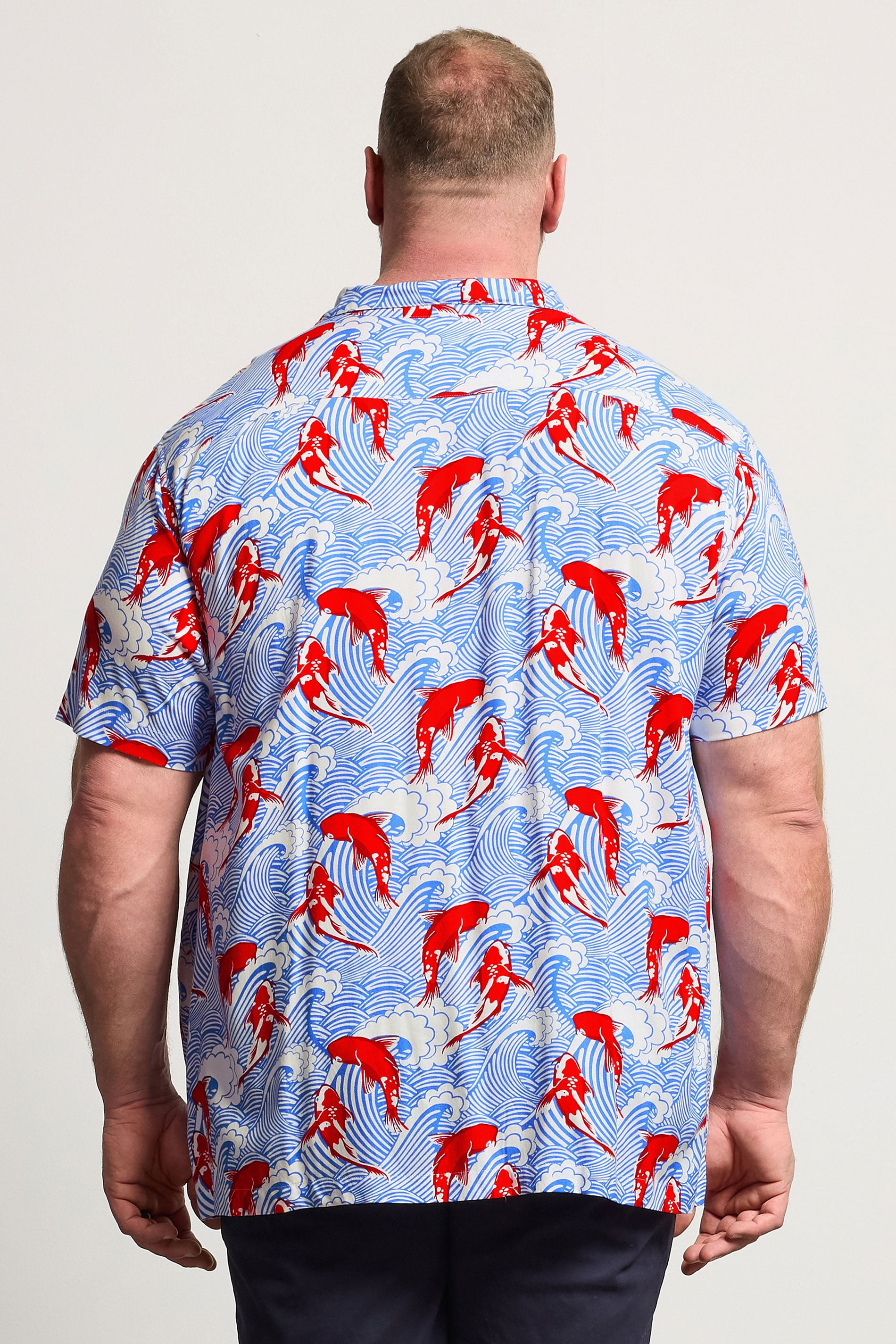 BadRhino Big & Tall Blue Koi Fish Print Shirt | BadRhino 4