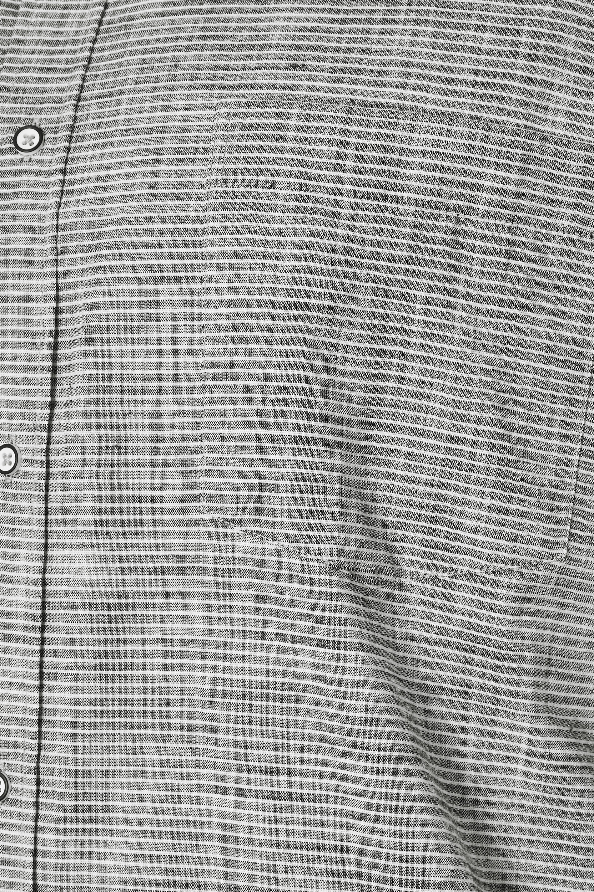 KAM Big & Tall Charcoal Grey Stripe Grandad Collar Shirt | BadRhino 2