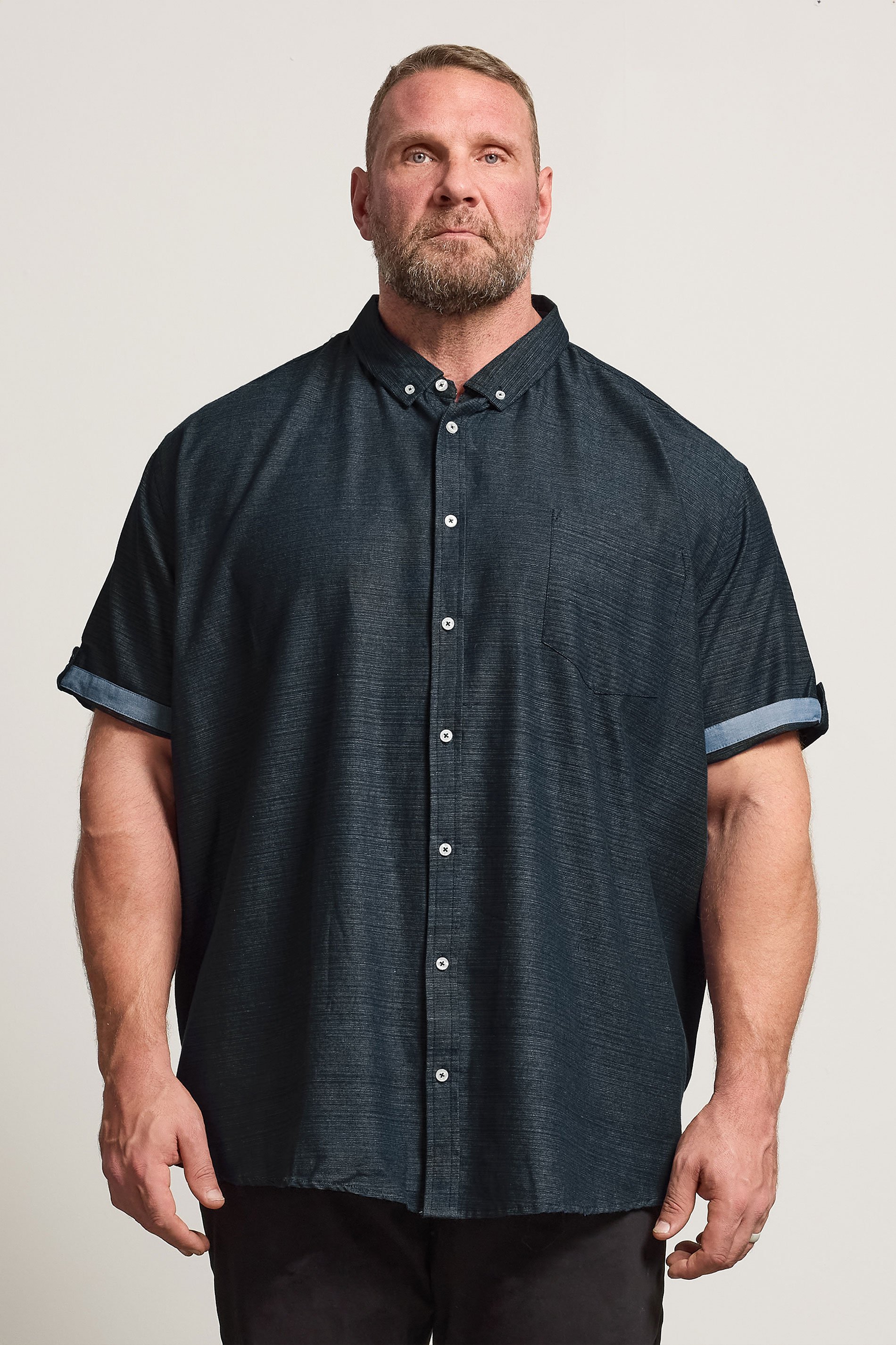 BadRhino Big & Tall Navy Blue Cotton Slub Shirt | BadRhino 1