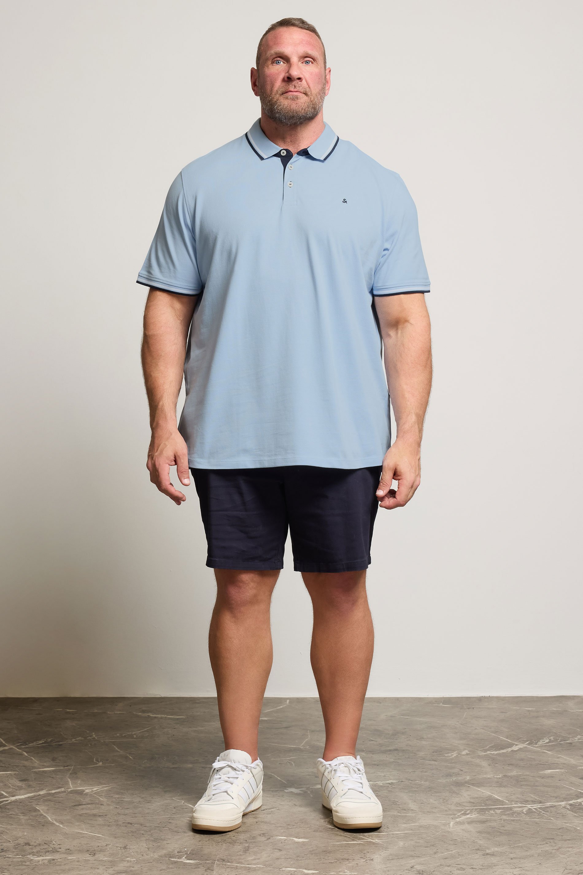 JACK & JONES Big & Tall Chambray Blue Paulos Polo Shirt | BadRhino 2