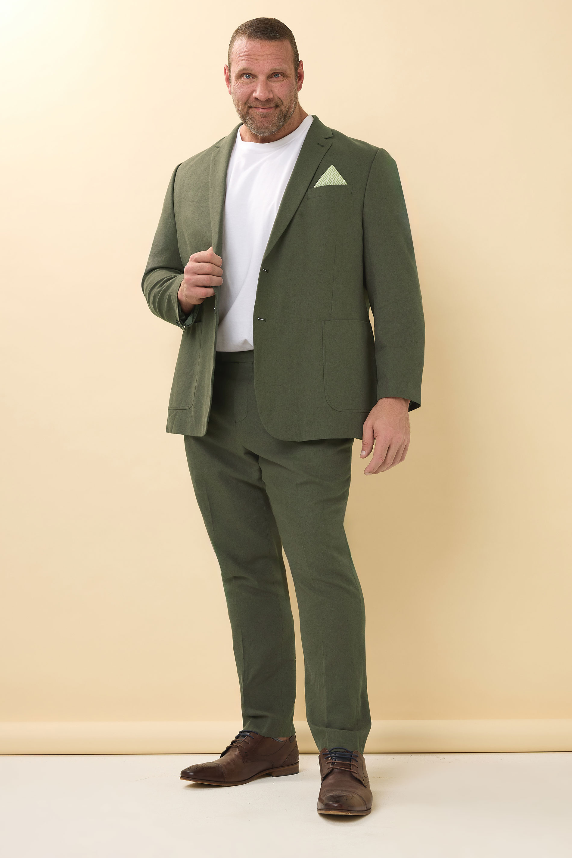 BadRhino Big & Tall Khaki Green Linen Suit Jacket | BadRhino 4
