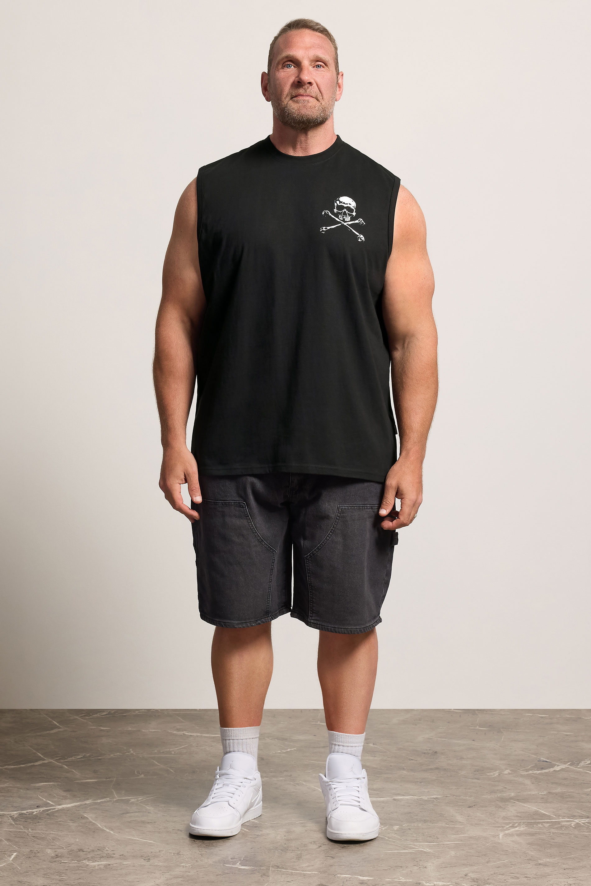 BadRhino Big & Tall Black Skull & Crossbones Graphic Muscle Vest | BadRhino 1