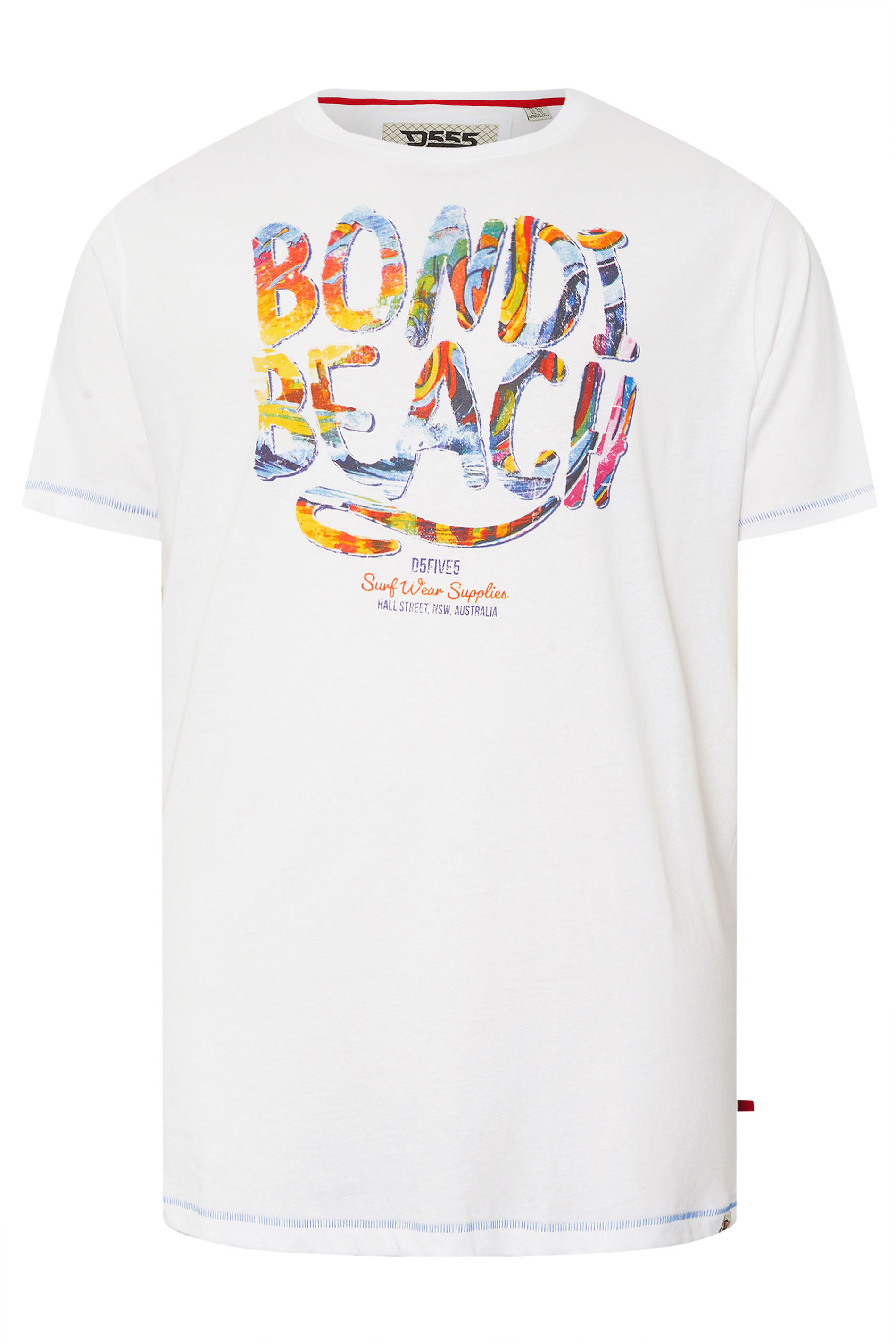 D555 Big & Tall White 'Bondi Beach' T-Shirt | BadRhino 3