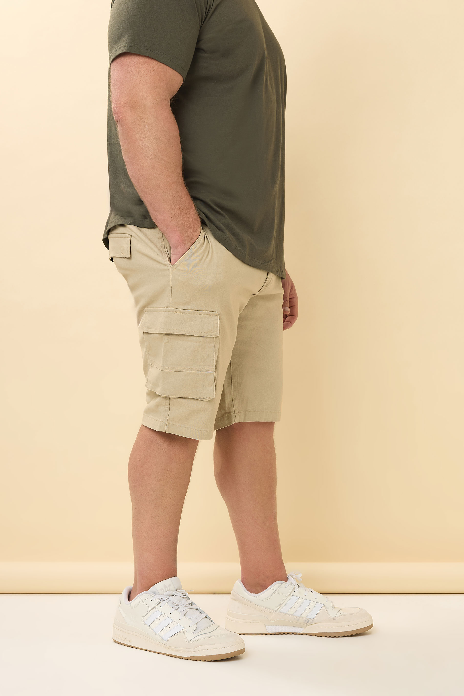 BadRhino Big & Tall 2 PACK Stone Brown & Khaki Green Stretch Cargo Shorts | BadRhino 5